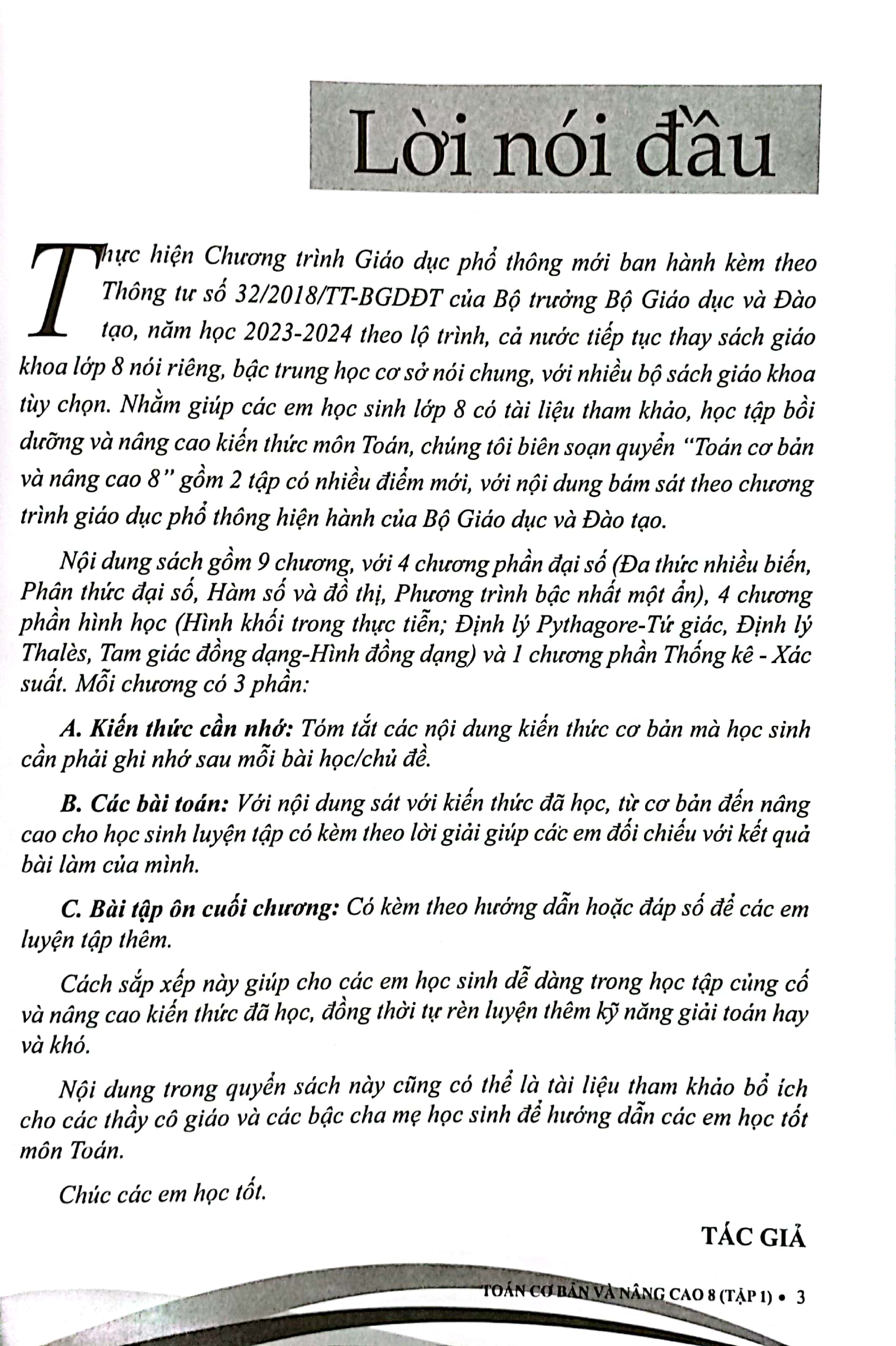 bộ toán cơ bản và nâng cao 8 - tập 1 (theo chương trình giáo dục phổ thông mới - dùng chung cho các bộ sgk hiện hành)