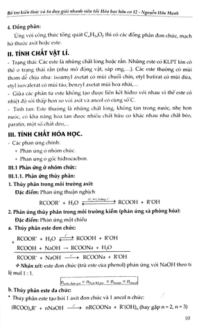 bổ trợ kiến thức và tư duy giải nhanh siêu tốc hóa học hữu cơ lớp 12