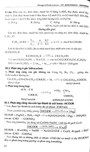 bổ trợ kiến thức và tư duy giải nhanh siêu tốc hóa học hữu cơ lớp 12