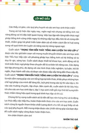 bộ trọng tâm kiến thức tiếng anh luyện thi vào lớp 6 - tập 1 (không đáp án)