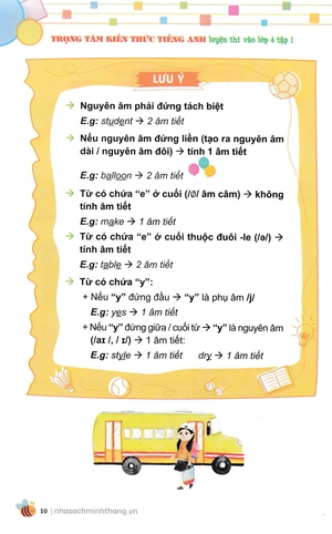 bộ trọng tâm kiến thức tiếng anh luyện thi vào lớp 6 - tập 1 (không đáp án)