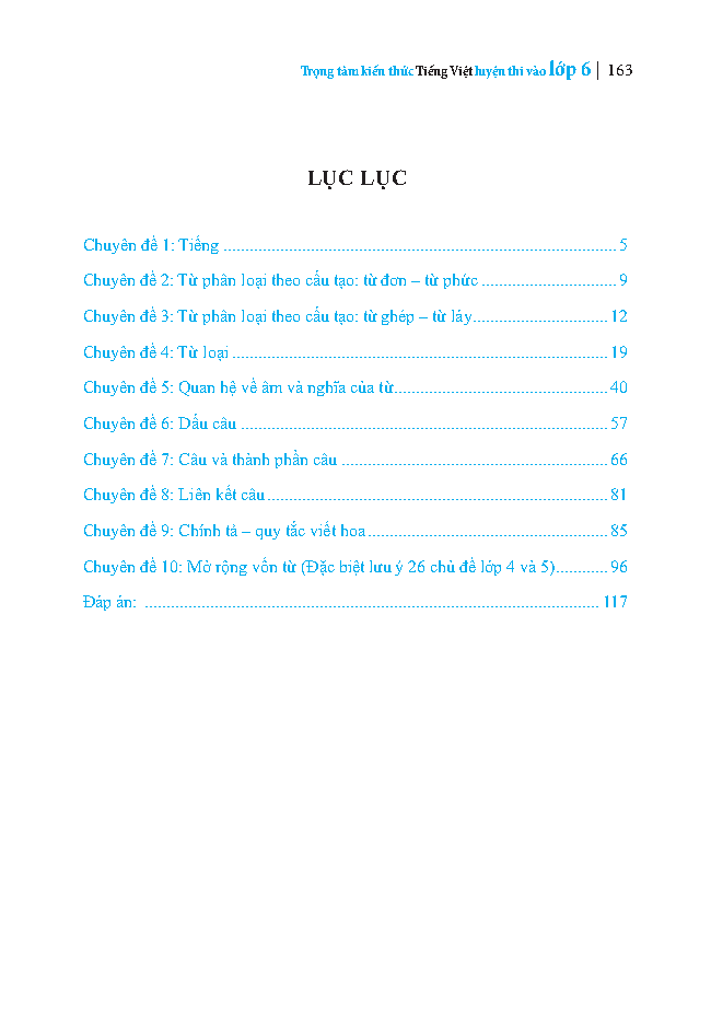 bộ trọng tâm kiến thức tiếng việt luyện thi vào lớp 6 - có đáp án - tập 1