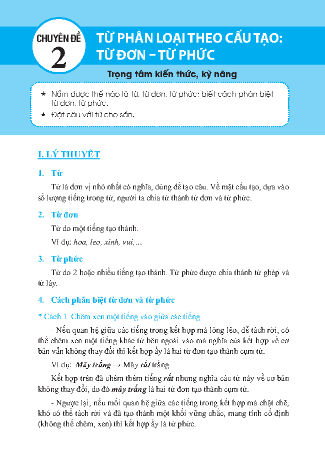 bộ trọng tâm kiến thức tiếng việt luyện thi vào lớp 6 - có đáp án - tập 1