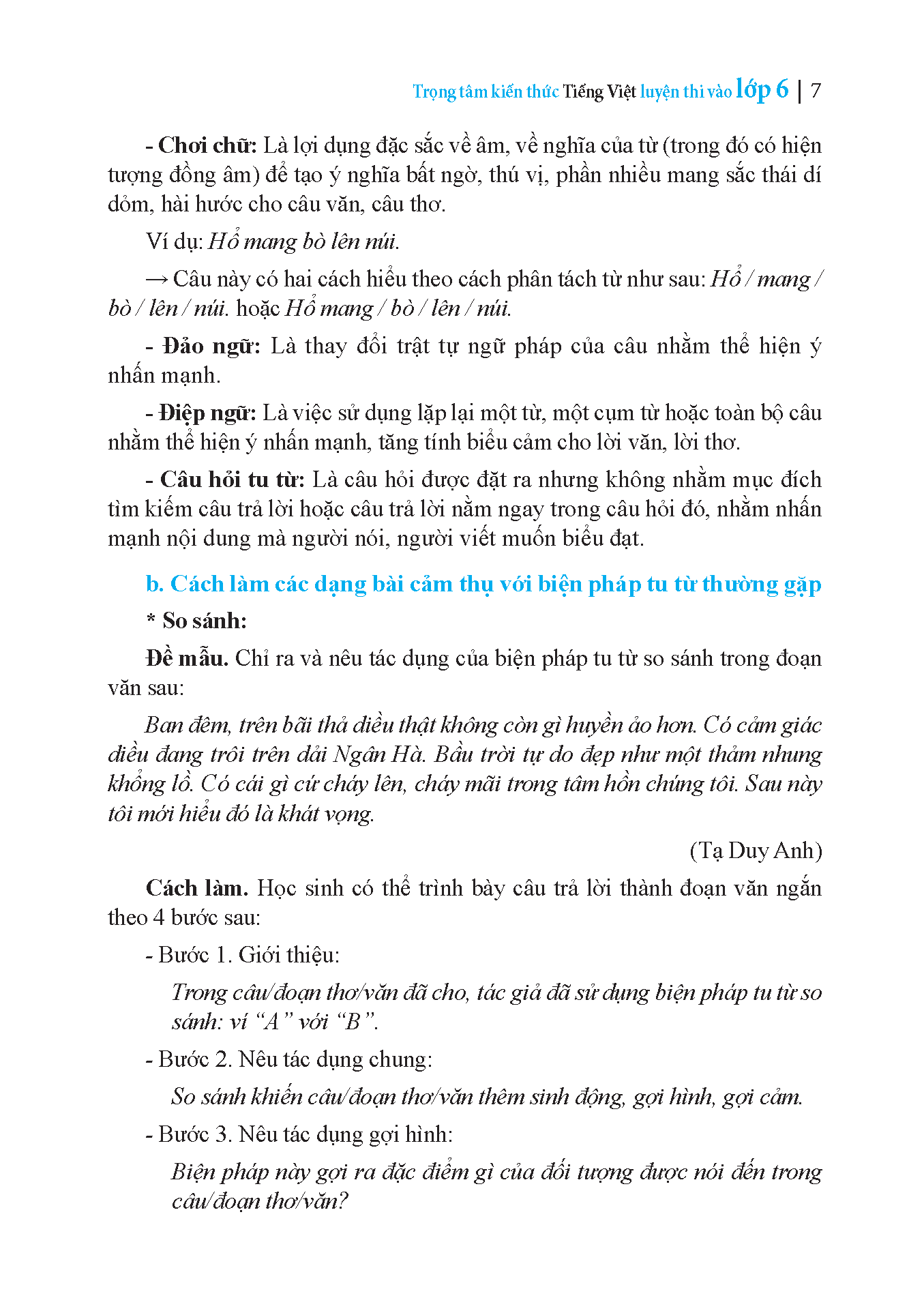 bộ trọng tâm kiến thức tiếng việt luyện thi vào lớp 6 - có đáp án - tập 2