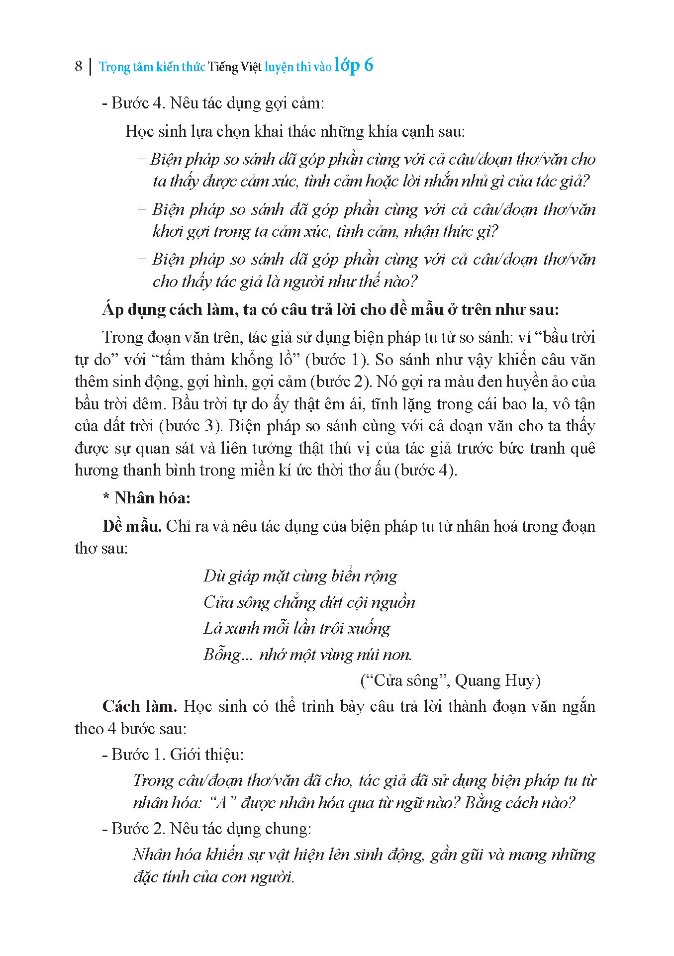 bộ trọng tâm kiến thức tiếng việt luyện thi vào lớp 6 - có đáp án - tập 2