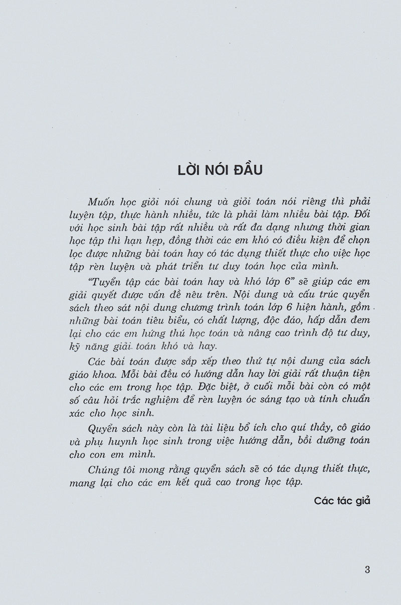 bộ tuyển tập các bài toán hay và khó 6 (tái bản 2020)