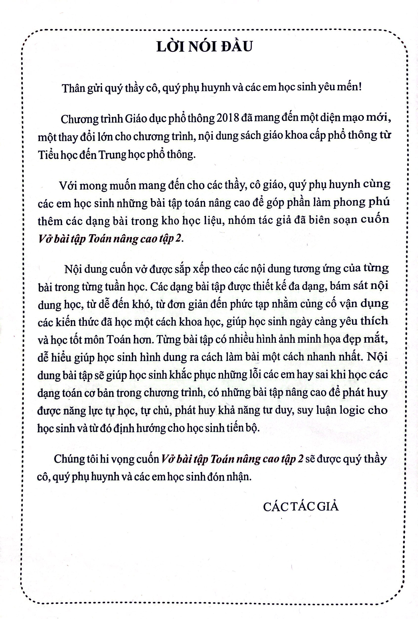 bộ vở bài tập toán nâng cao 2 - tập 2 (tái bản 2023)