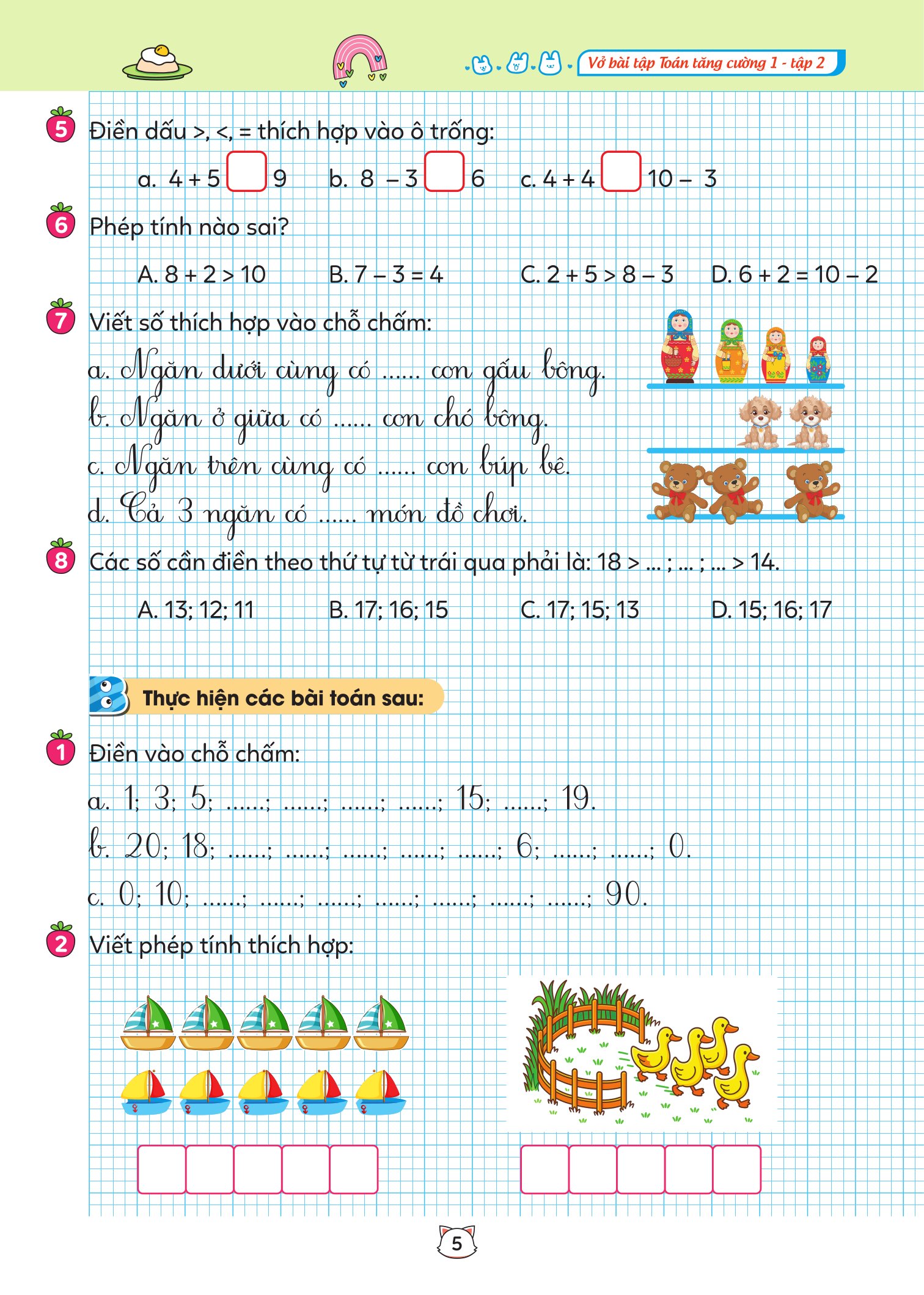 Bộ
						
										
										Vở Bài Tập Toán Tăng Cường 1 Tập 2
