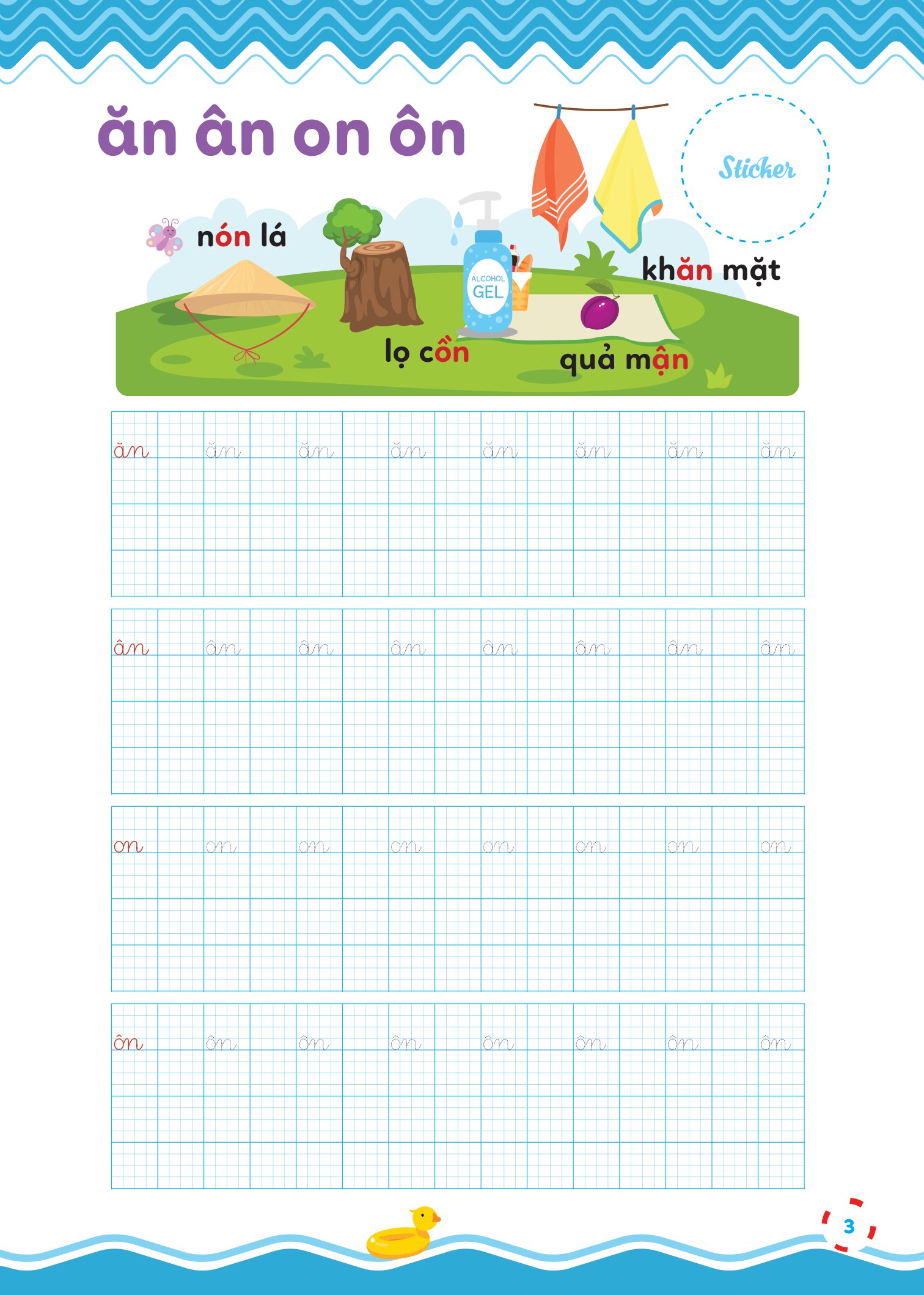 bộ vở luyện viết - hạ cỡ chữ - chữ 1 ô li nhỏ - quyển 3: vần