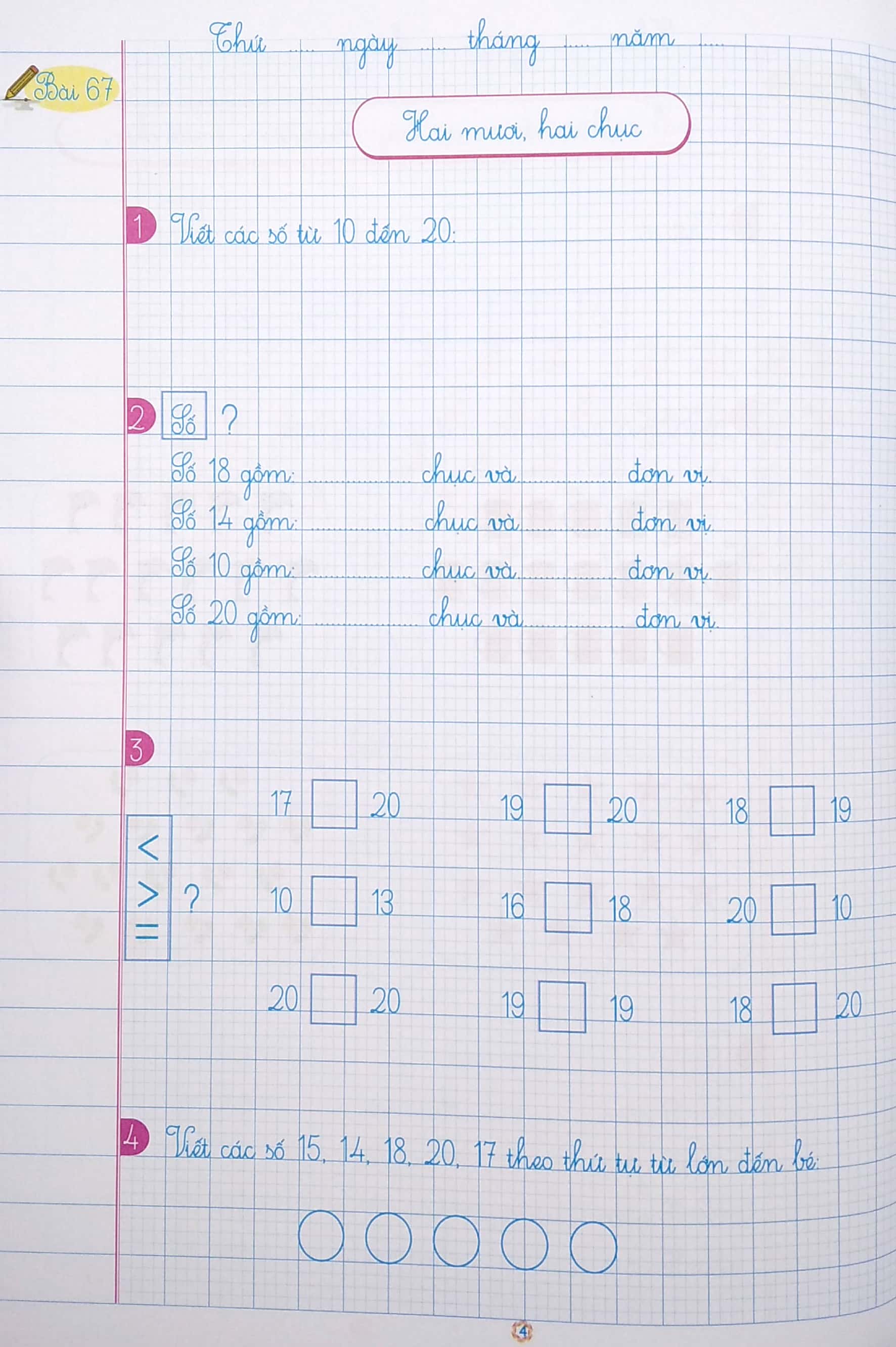 bộ vở ô li bài tập toán 1 - quyển 2 (2020)