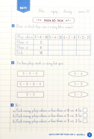 bộ vở ô li bài tập toán 2 - quyển 2 (biên soạn theo chương trình giáo dục phổ thông mới)