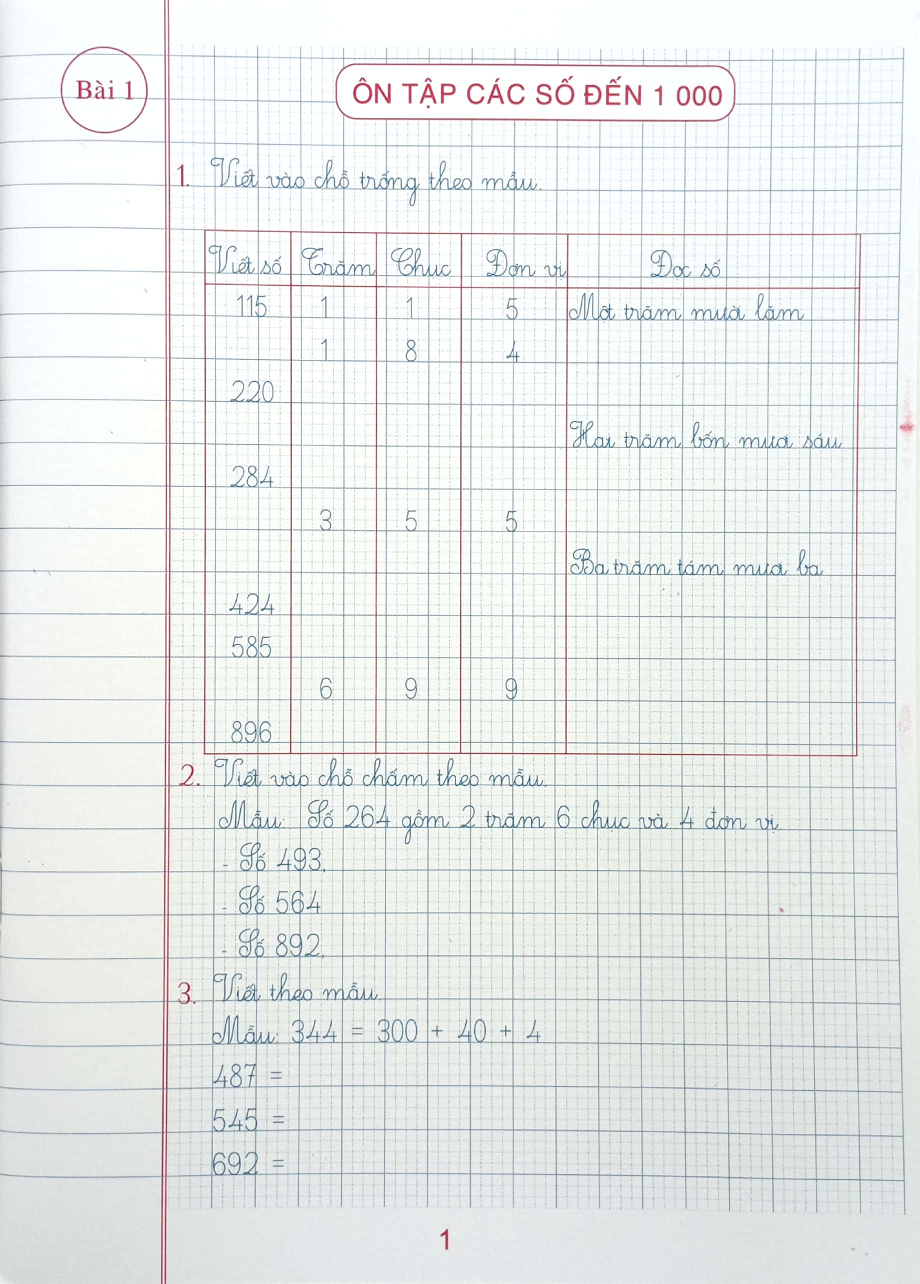 bộ vở ô li bài tập toán 3 - quyển 1 (dùng kèm bộ sách chân trời sáng tạo)