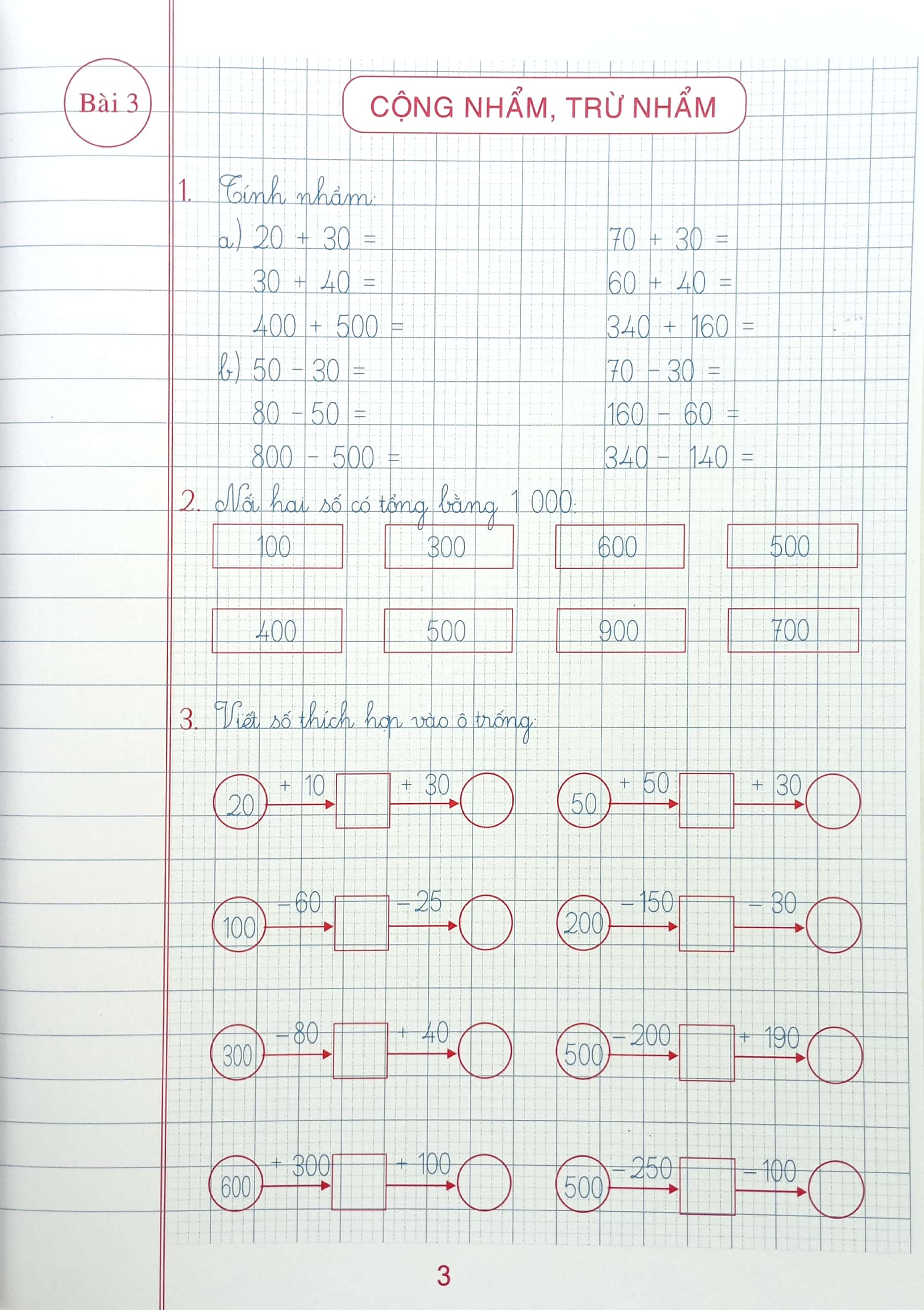 bộ vở ô li bài tập toán 3 - quyển 1 (dùng kèm bộ sách chân trời sáng tạo)