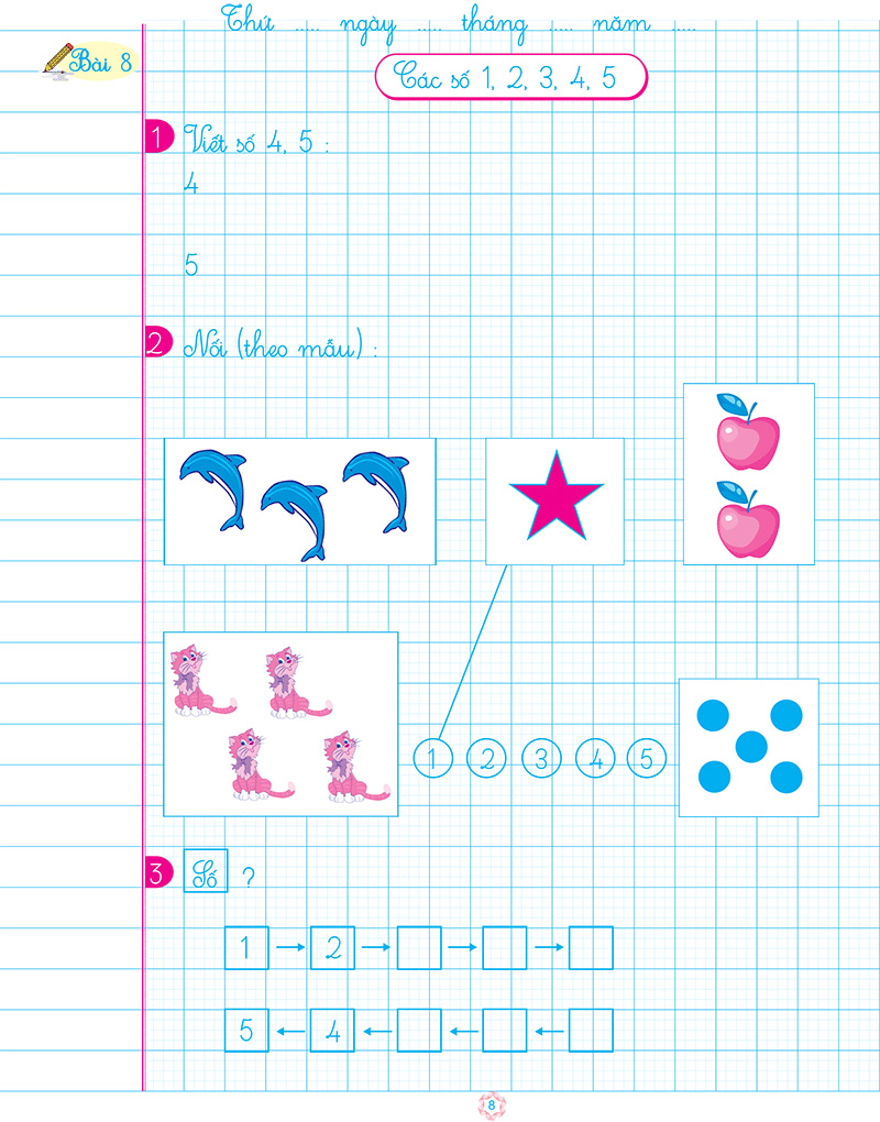 bộ vở ô li bài tập toán lớp 1 - quyển 1 (biên soạn theo chương trình mới)