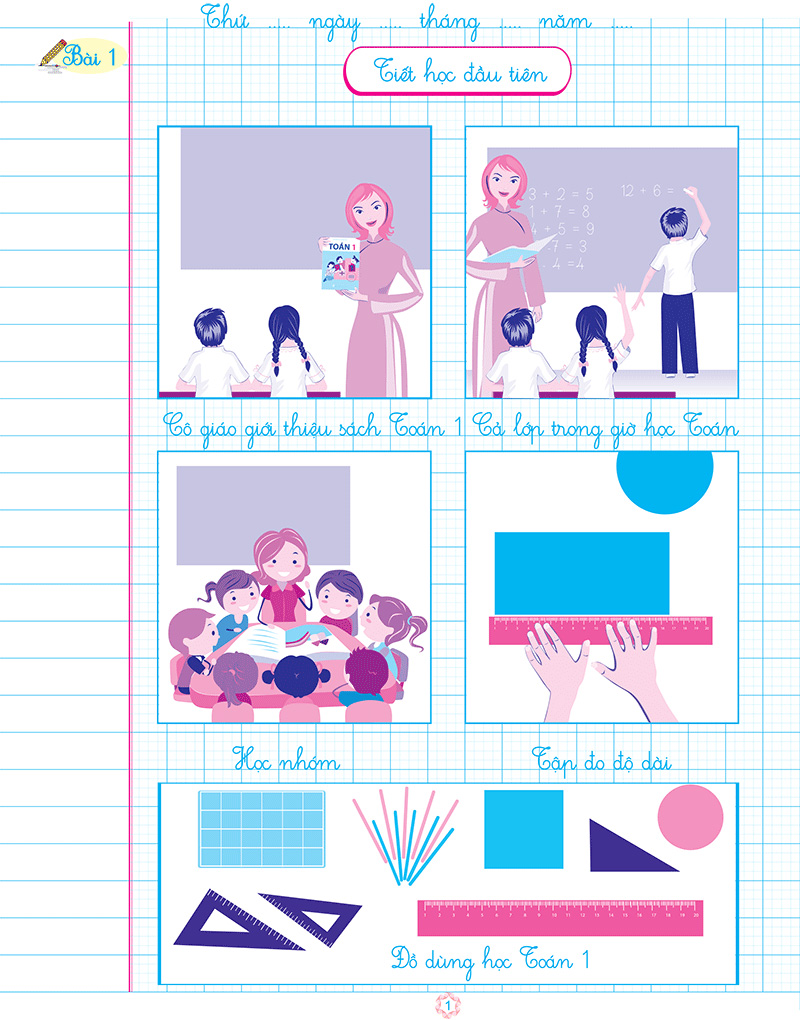 bộ vở ô li bài tập toán lớp 1 - quyển 1 (biên soạn theo chương trình mới)