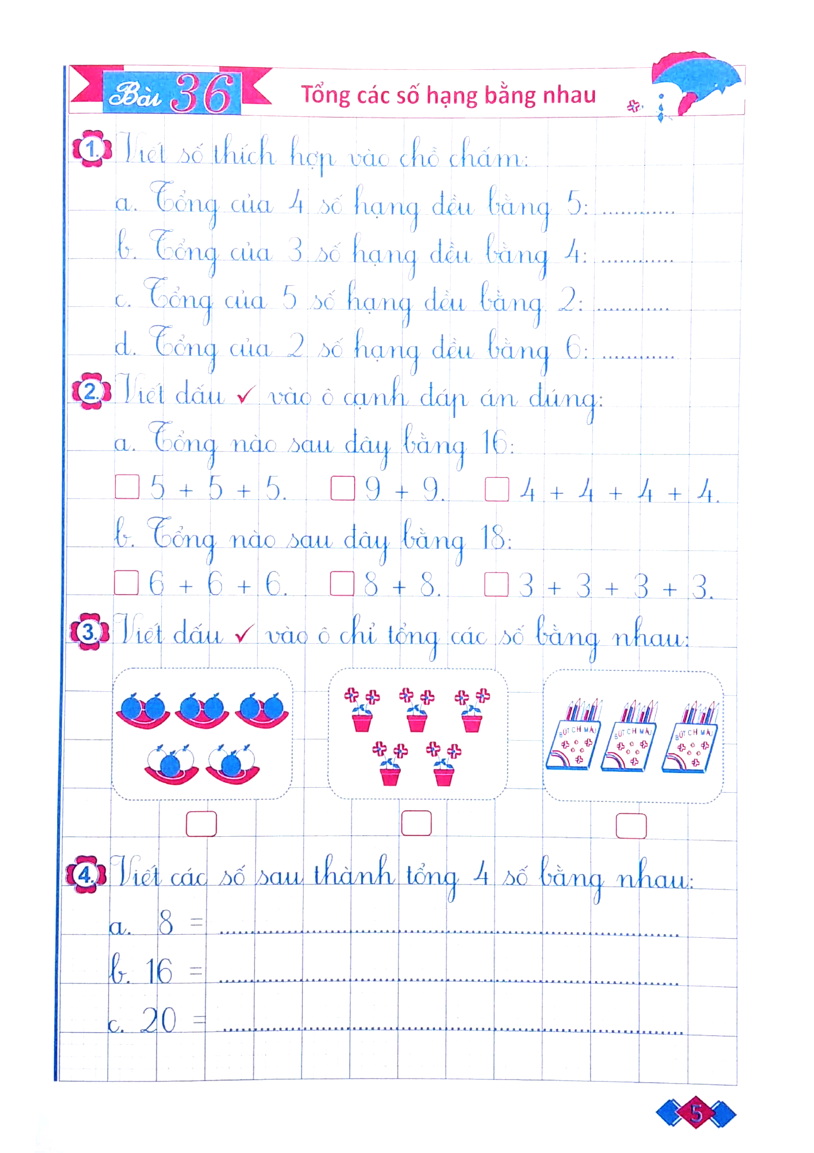 bộ vở ô li bài tập toán lớp 2 - tập 2