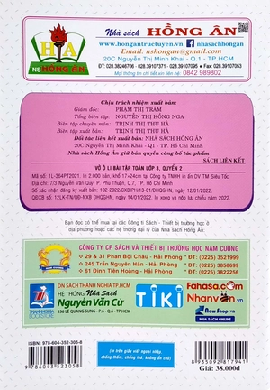 bộ vở ô li bài tập toán lớp 3 - quyển 2 (biên soạn theo chương trình gdpt mới định hướng phát triển năng lực)