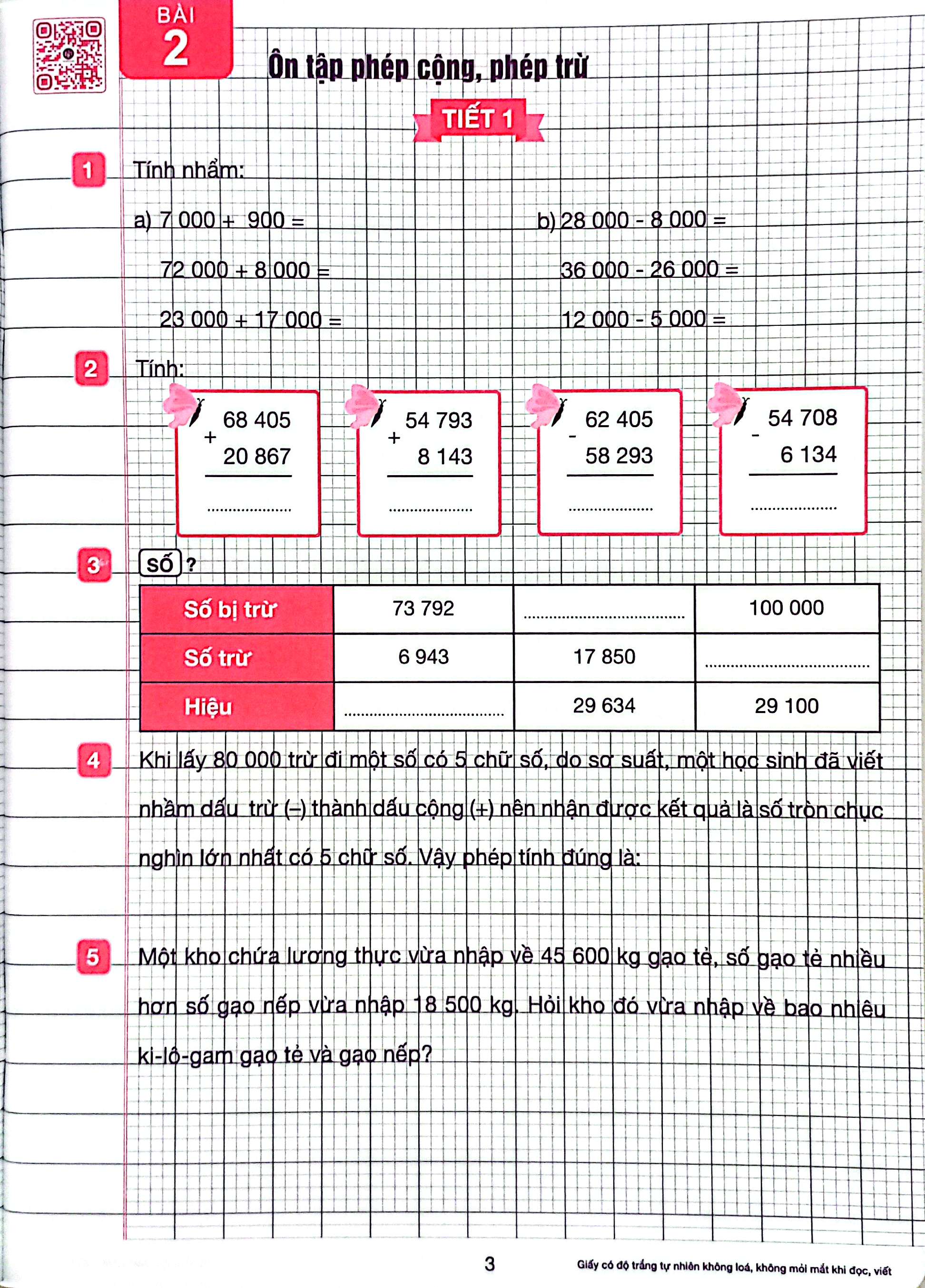 bộ vở ô li bài tập toán lớp 4 - quyển 1