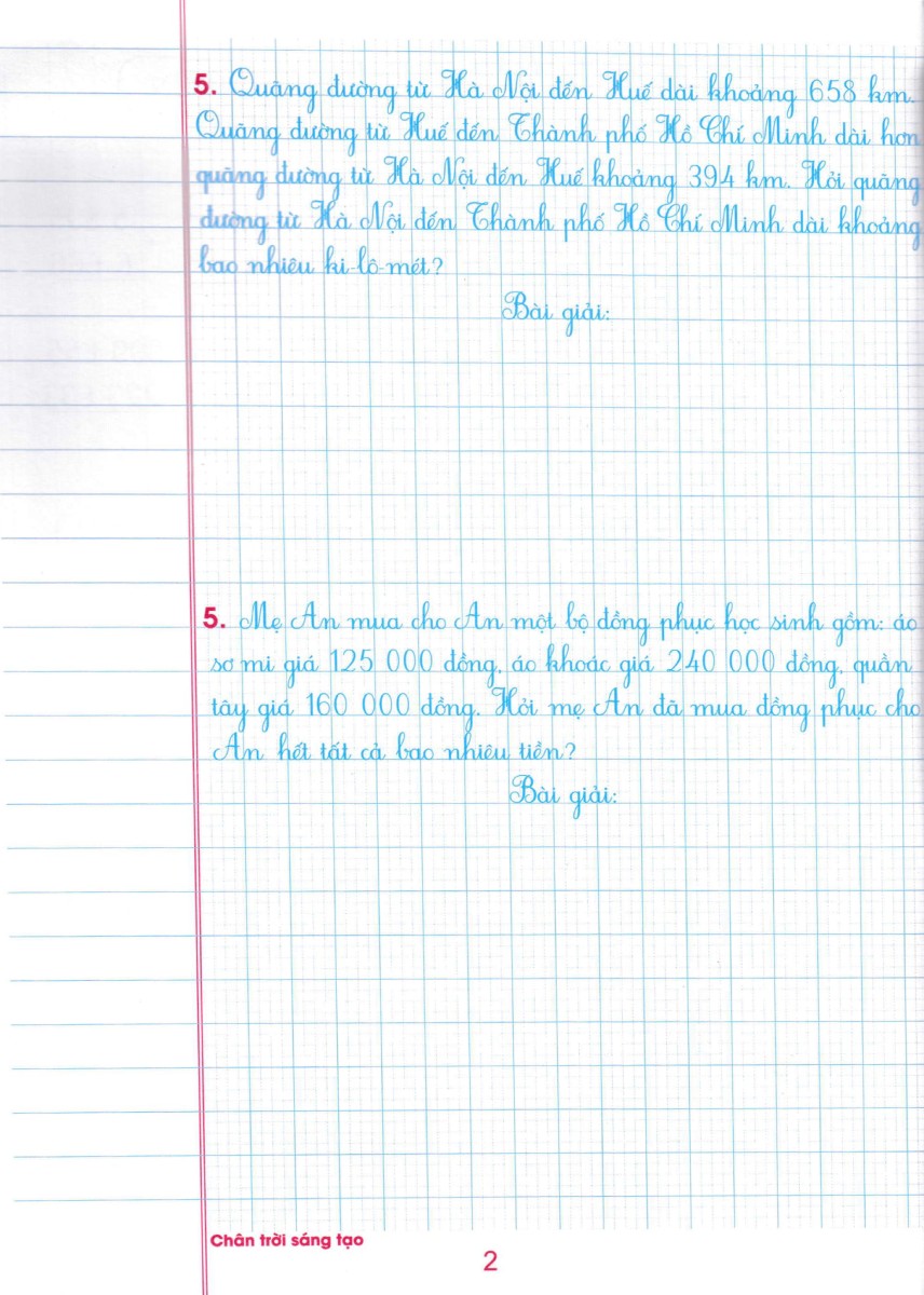 bộ vở ô li bài tập toán lớp 4 - quyển 2 (biên soạn theo chương trình sgk chân trời sáng tạo)