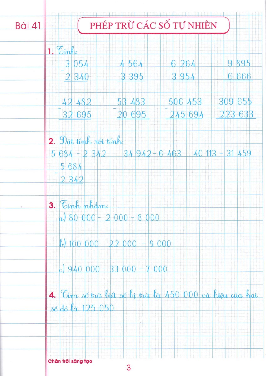 bộ vở ô li bài tập toán lớp 4 - quyển 2 (biên soạn theo chương trình sgk chân trời sáng tạo)