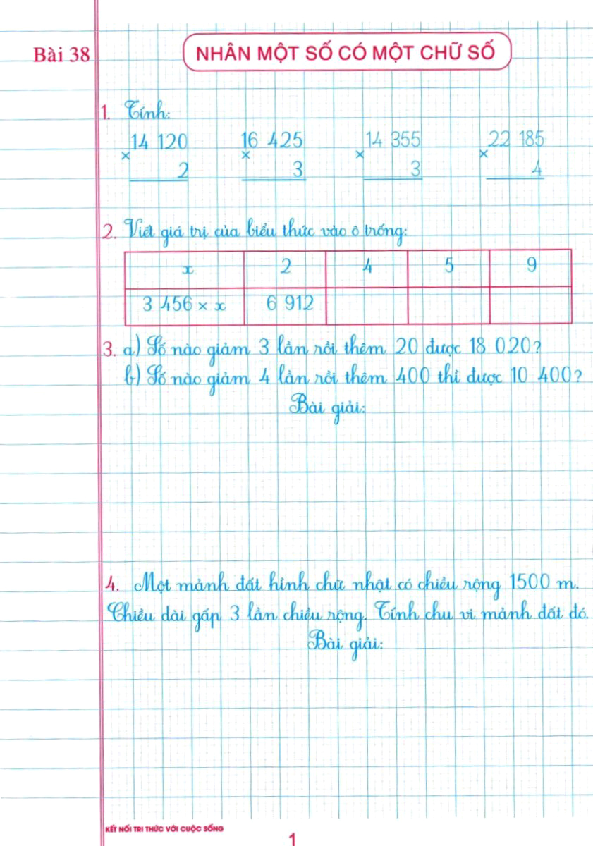 bộ vở ô li bài tập toán lớp 4 - quyển 2 (biên soạn theo chương trình sgk kết nối tri thức với cuộc sống)