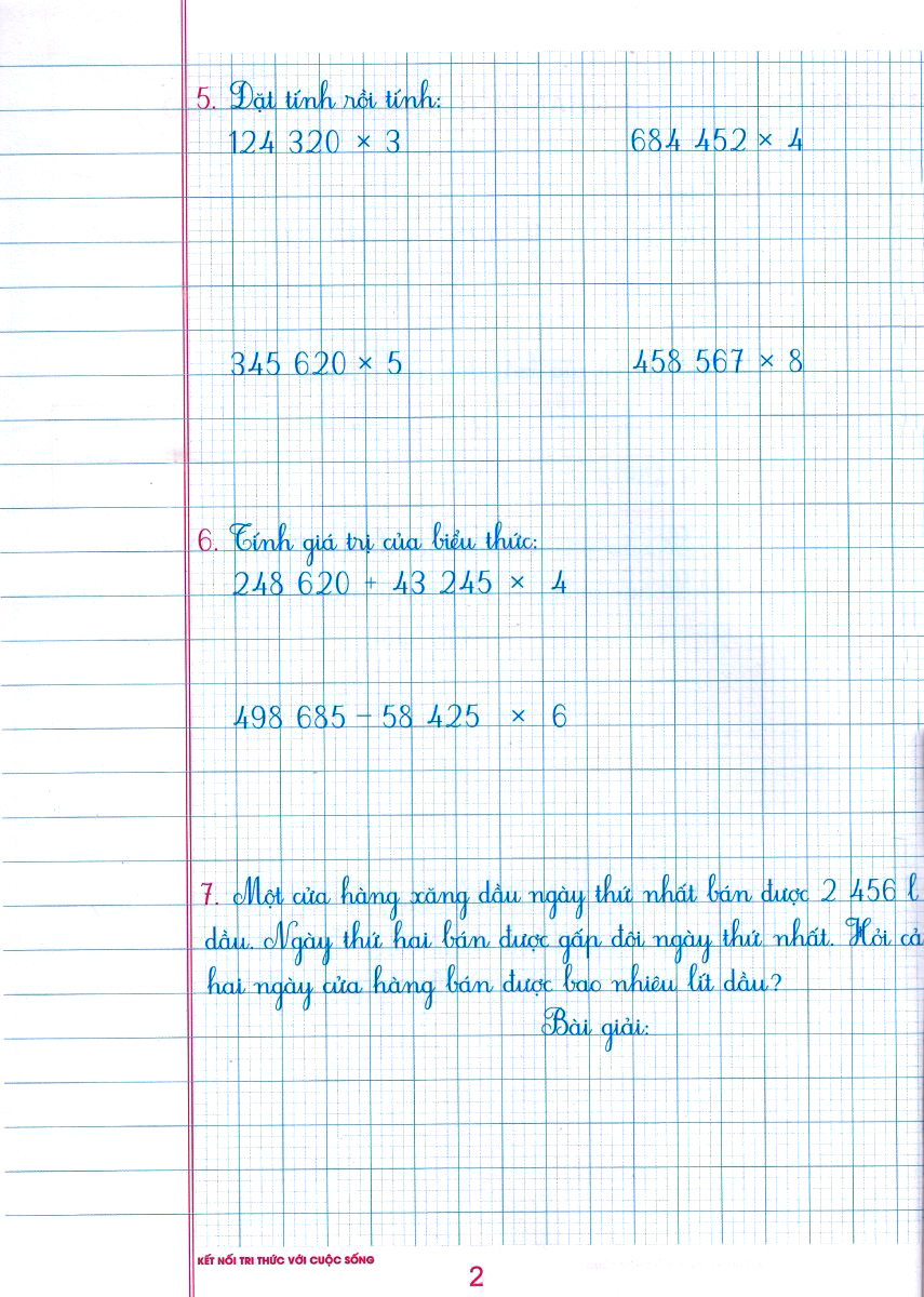 bộ vở ô li bài tập toán lớp 4 - quyển 2 (biên soạn theo chương trình sgk kết nối tri thức với cuộc sống)