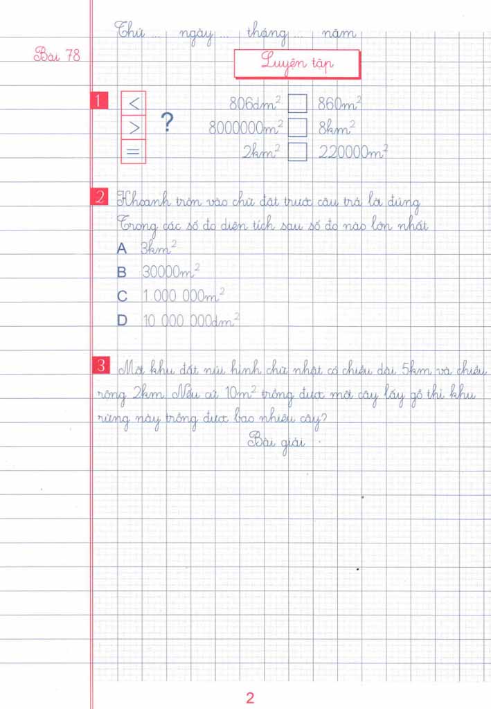 bộ vở ô li bài tập toán lớp 4 - quyển 2 (dùng chung cho các bộ sgk hiện hành)