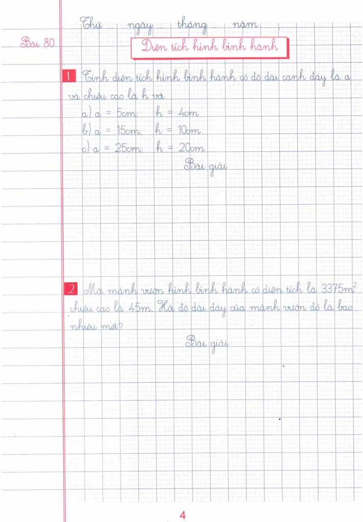 bộ vở ô li bài tập toán lớp 4 - quyển 2 (dùng chung cho các bộ sgk hiện hành)