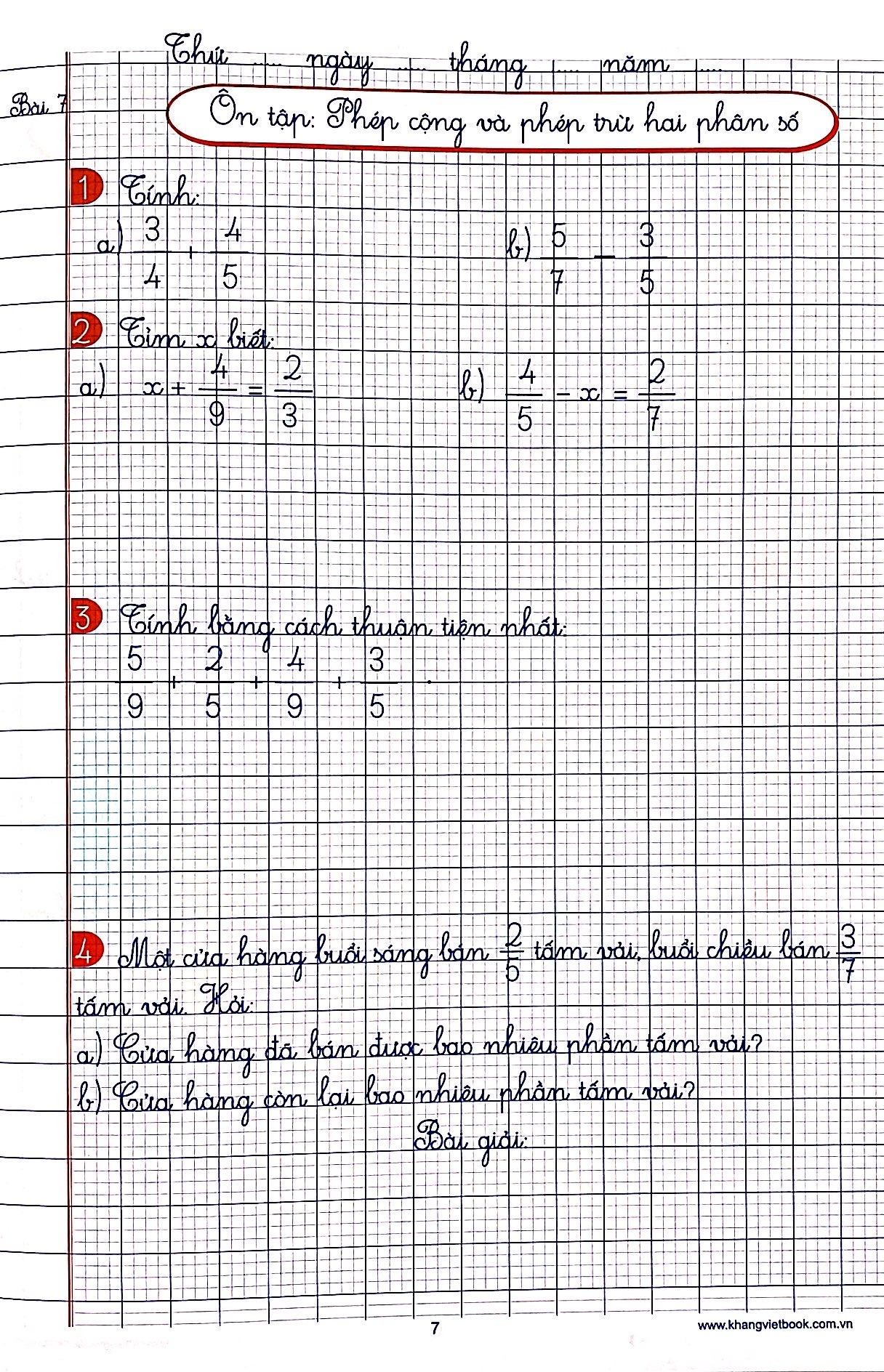 bộ vở ô li bài tập toán lớp 5 - quyển 1