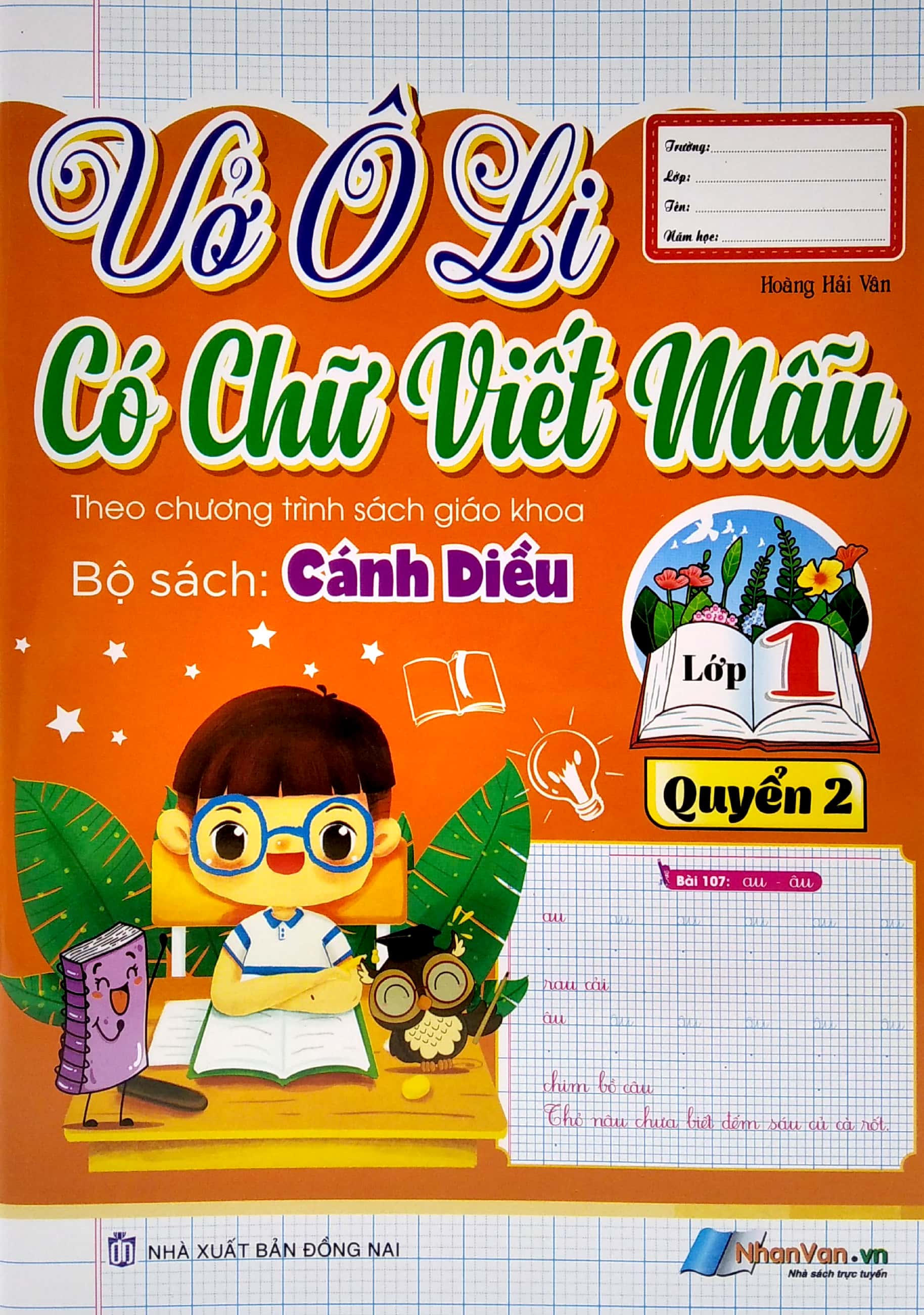 bộ vở ô li có chữ viết mẫu 1 - quyển 2 - cánh diều