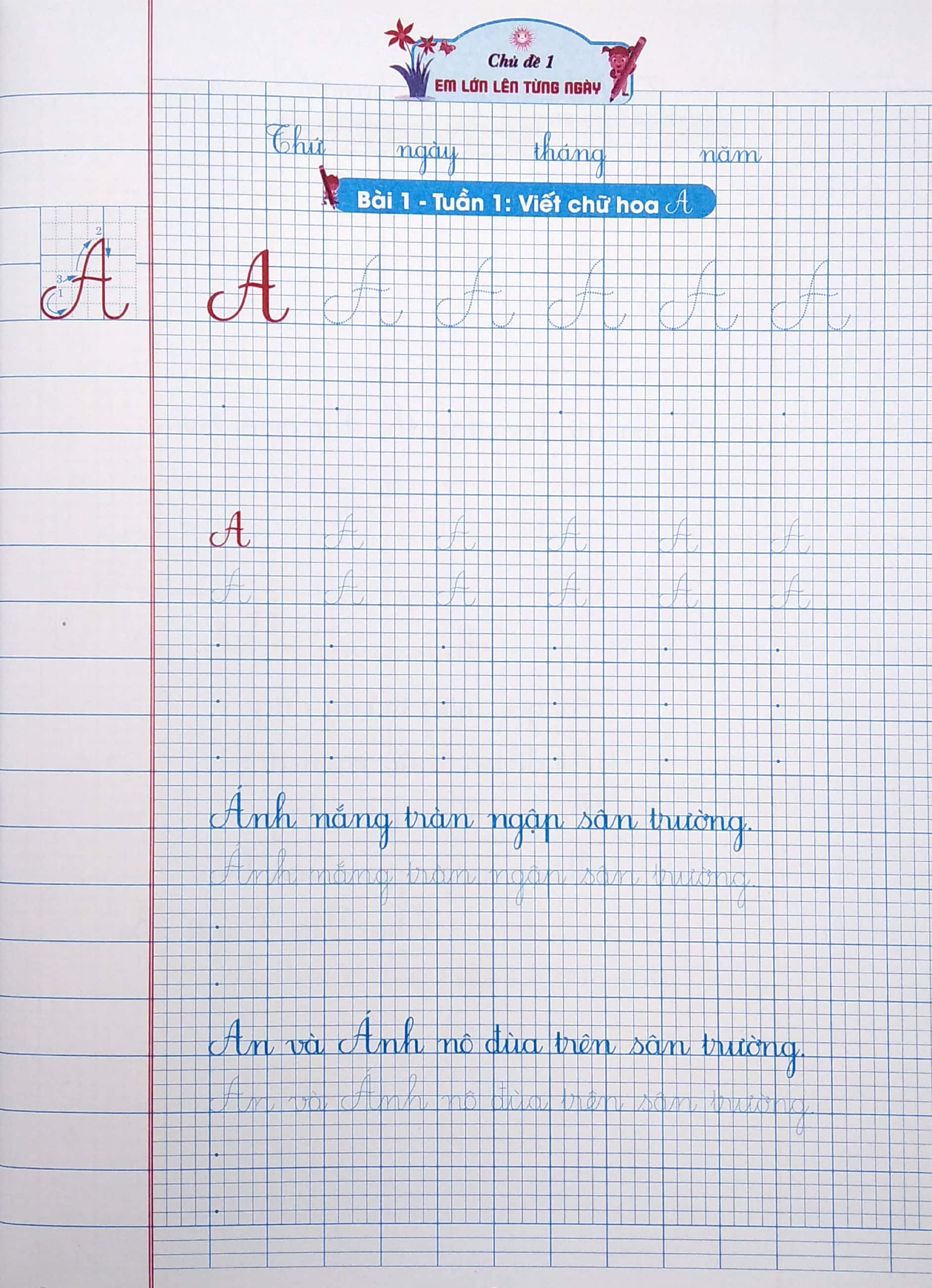 bộ vở ô li có chữ viết mẫu 2 - quyển 1 (theo kết nối tri thức với cuộc sống)