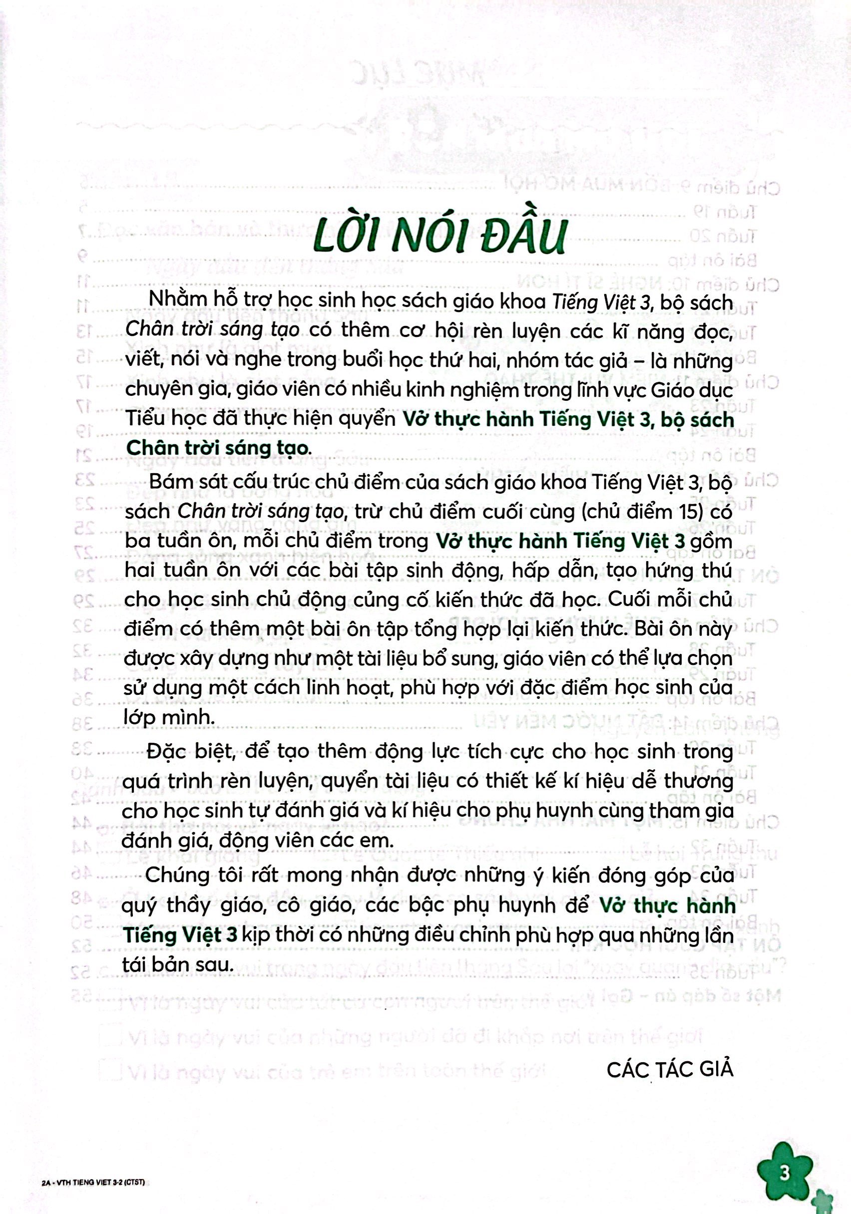 bộ vở thực hành tiếng việt 3 - tập 2 (chân trời sáng tạo) (2022)