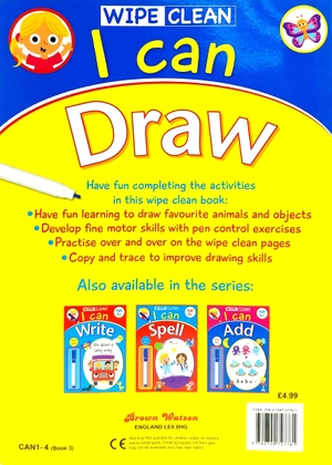 bộ wipe clean i can draw - book with pen age 6+