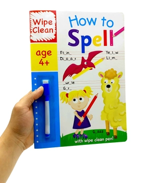 bộ wipe clean i can spell - book with pen age 6+