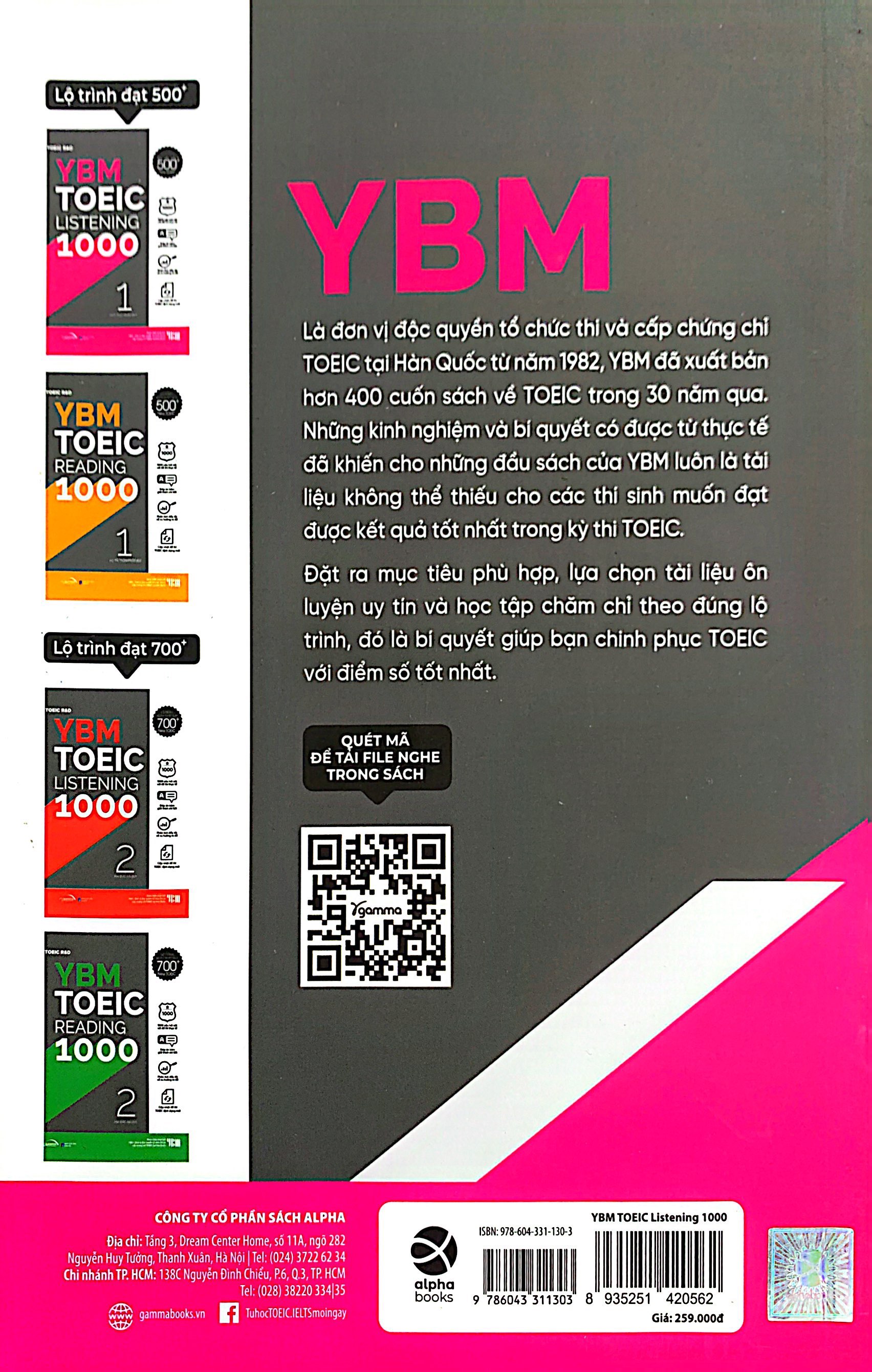 bộ ybm toeic listening 1000 - vol 1 (tái bản 2023)