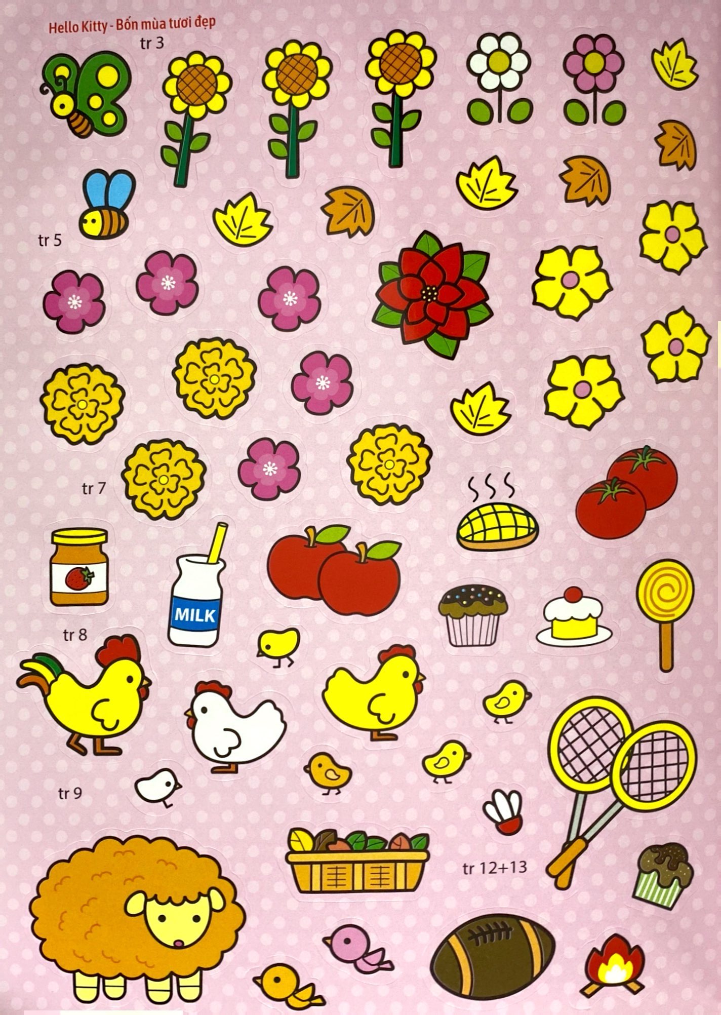 bóc dán nhanh tay - nhận ngay kiến thức - hello kitty - bốn mùa tươi đẹp