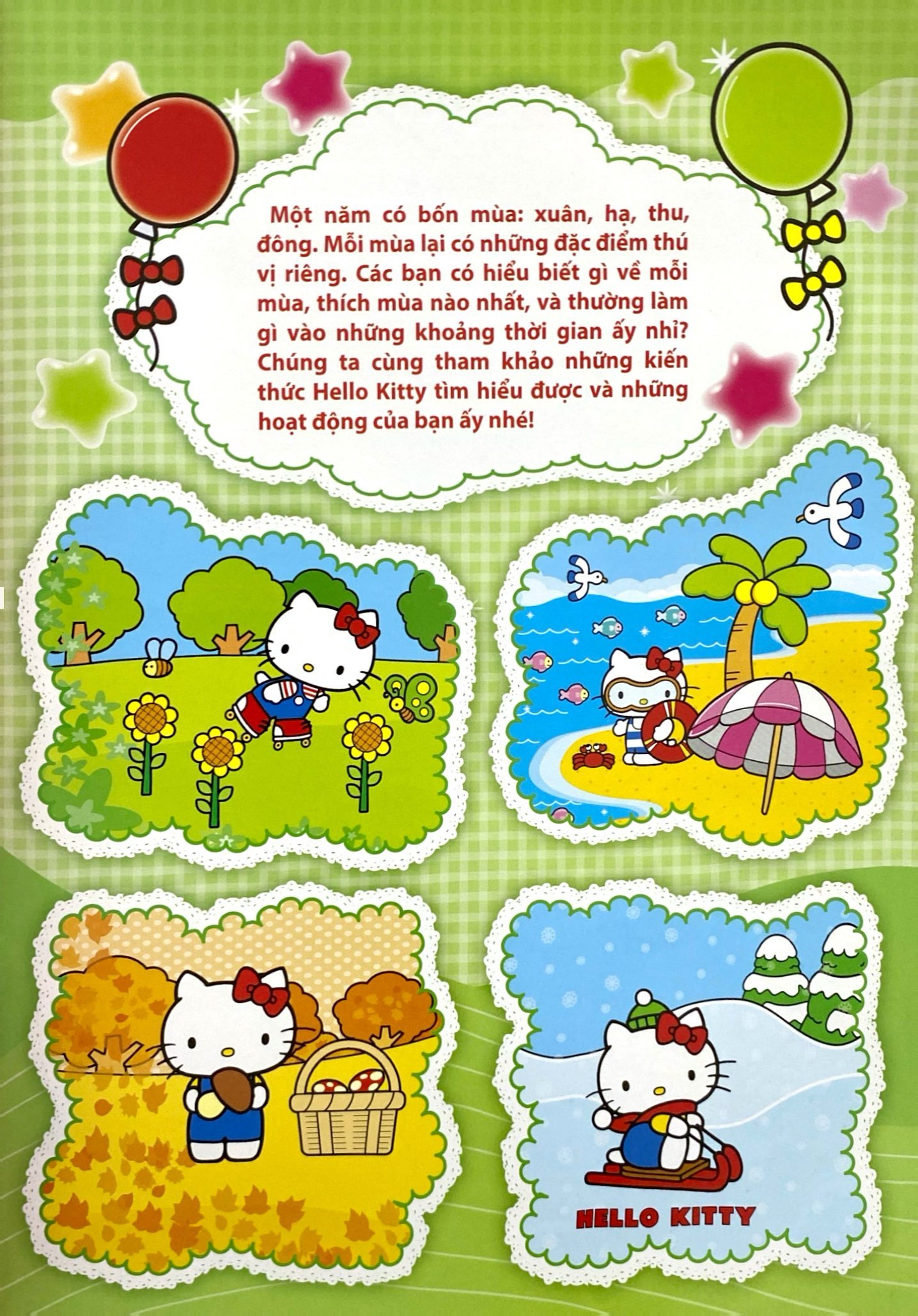 bóc dán nhanh tay - nhận ngay kiến thức - hello kitty - bốn mùa tươi đẹp