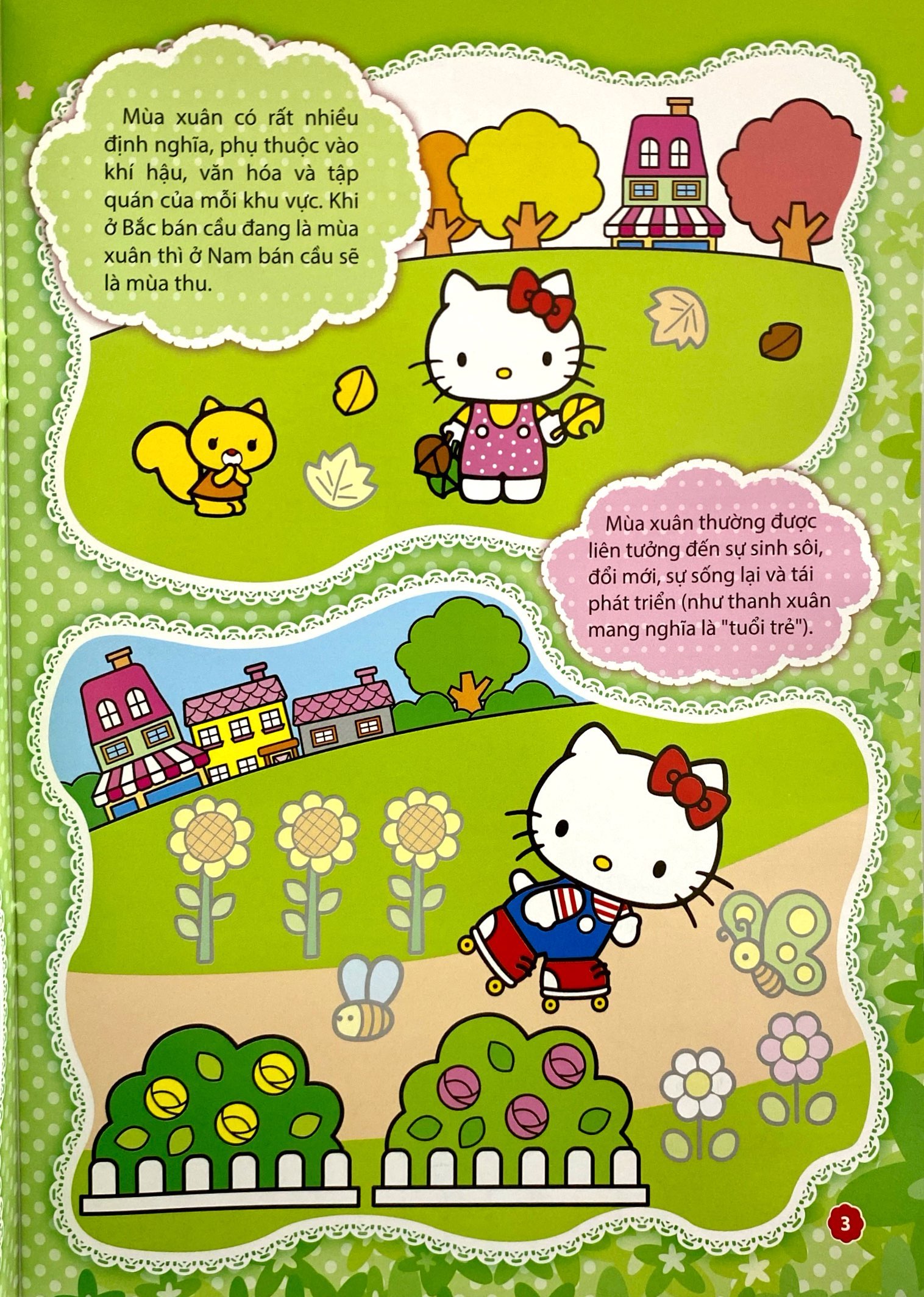 bóc dán nhanh tay - nhận ngay kiến thức - hello kitty - bốn mùa tươi đẹp