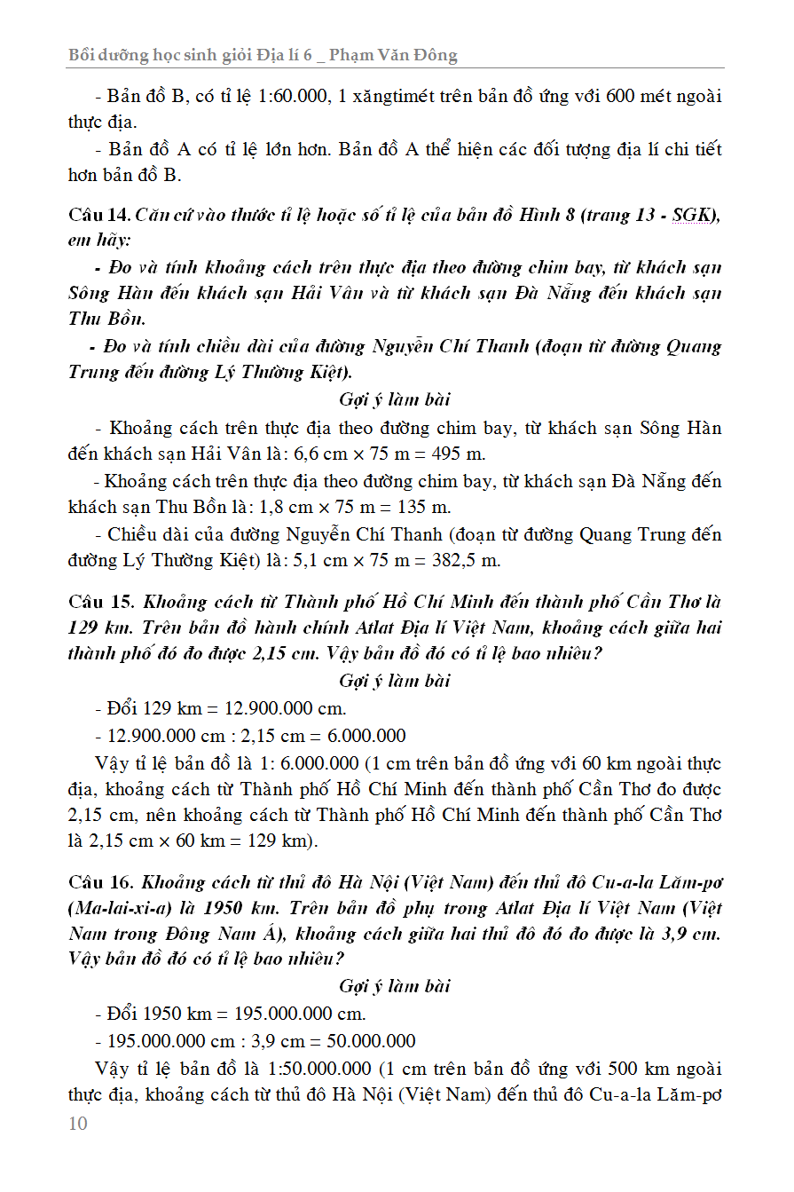 bồi dưỡng học sinh giỏi địa lí 6
