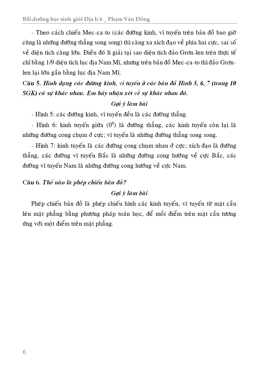 bồi dưỡng học sinh giỏi địa lí 6