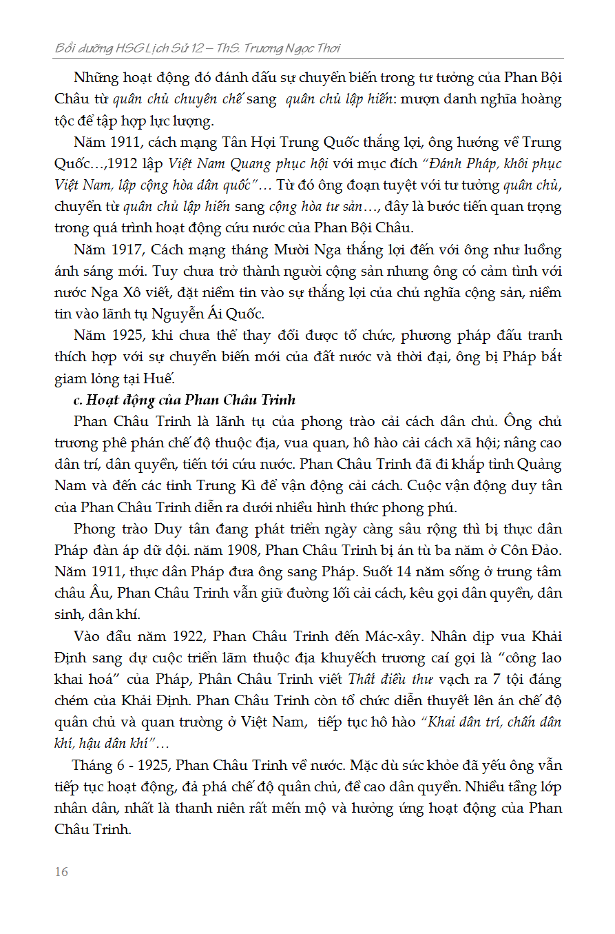 bồi dưỡng học sinh giỏi lịch sử 12 - phiên bản mới nhất