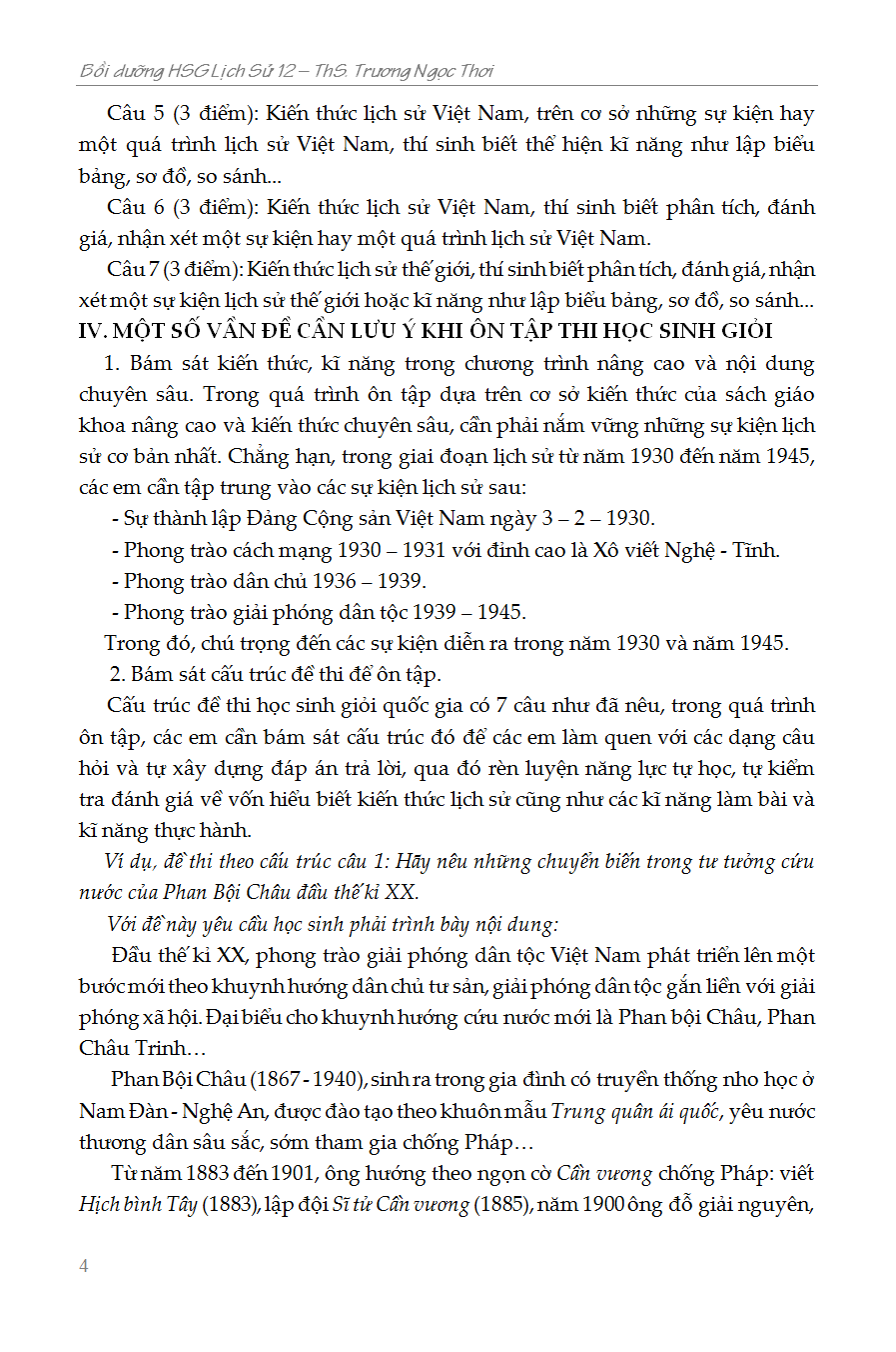 bồi dưỡng học sinh giỏi lịch sử 12 - phiên bản mới nhất