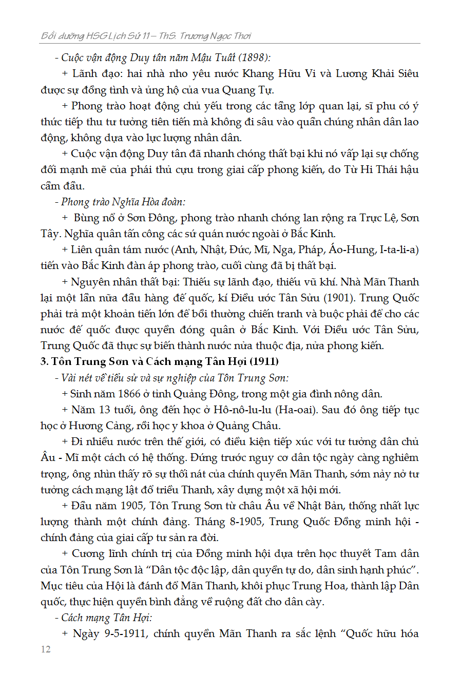 bồi dưỡng học sinh giỏi sử 11