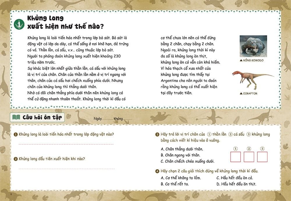 bồi dưỡng kĩ năng đọc hiểu cho học sinh tiểu học - thế giới khủng long