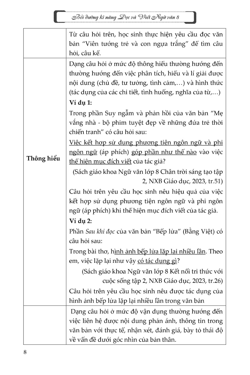 bồi dưỡng kĩ năng đọc và viết ngữ văn 8