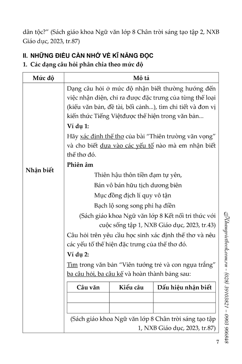 bồi dưỡng kĩ năng đọc và viết ngữ văn 8