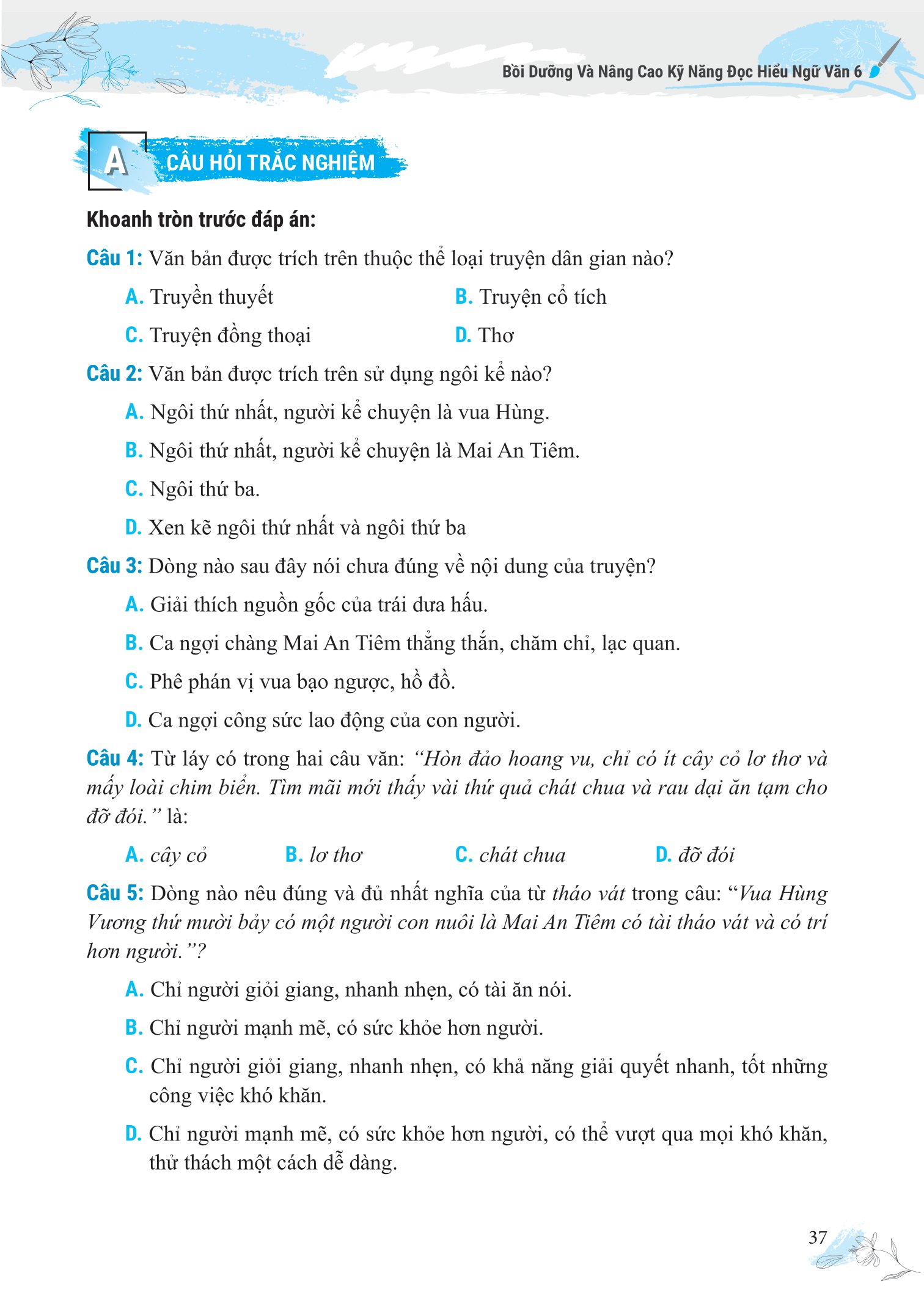 bồi dưỡng và nâng cao kỹ năng đọc hiểu ngữ văn 6