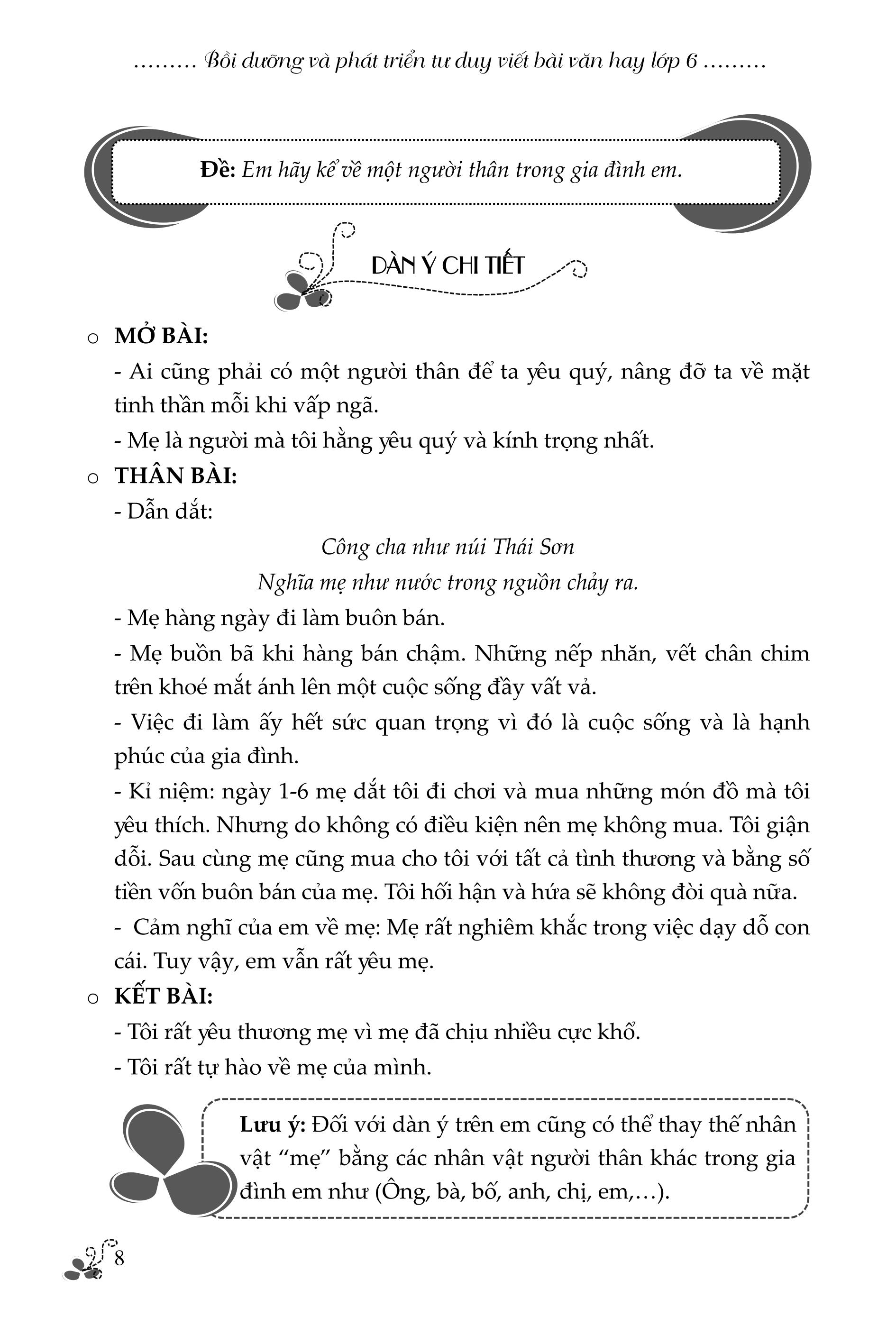 bồi dưỡng và phát triển tư duy viết bài văn hay lớp 6
