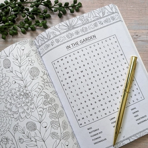 botanical coloring book & word search