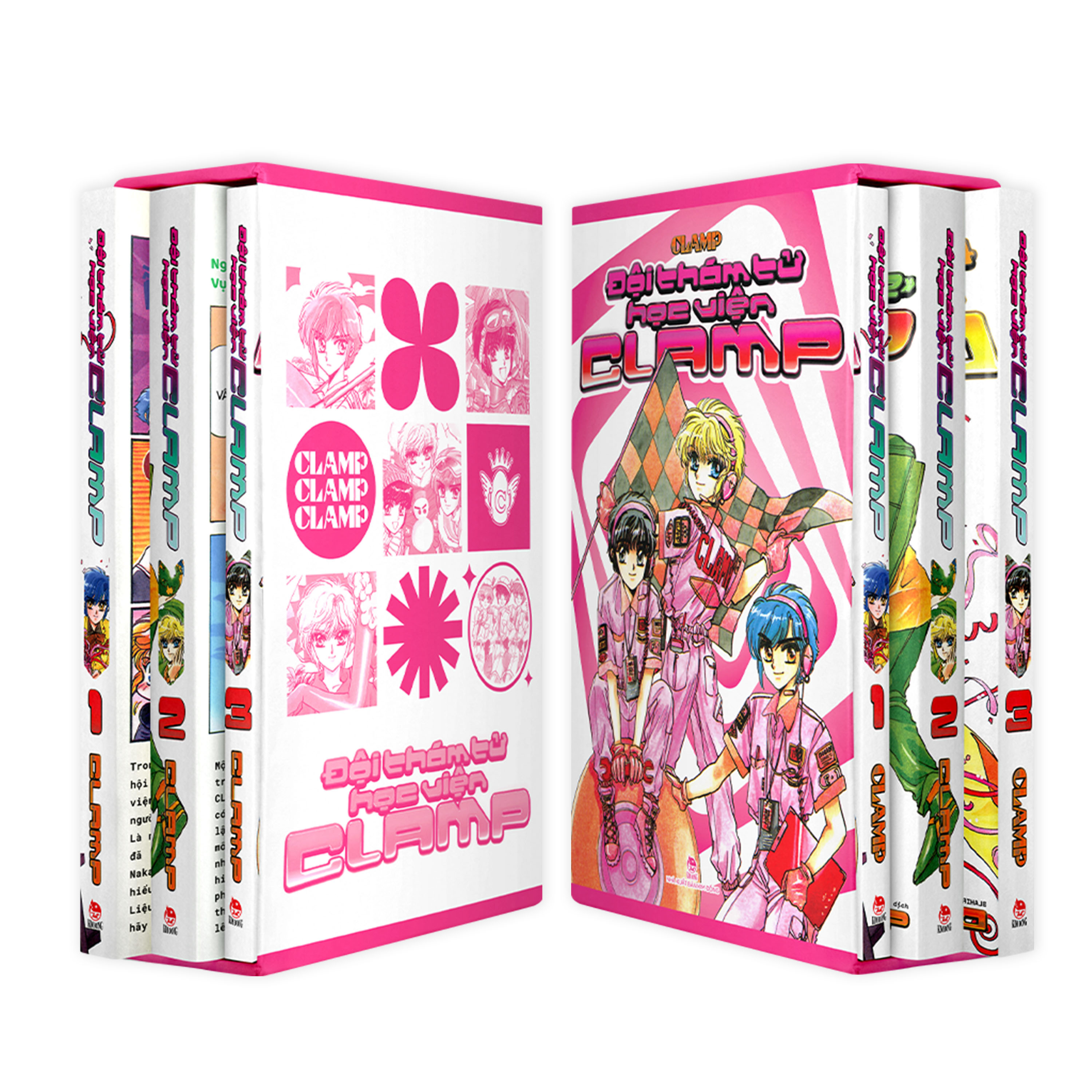 boxset đội thám tử học viện clamp (bộ 3 tập) - tặng kèm poster kẹp mỗi tập